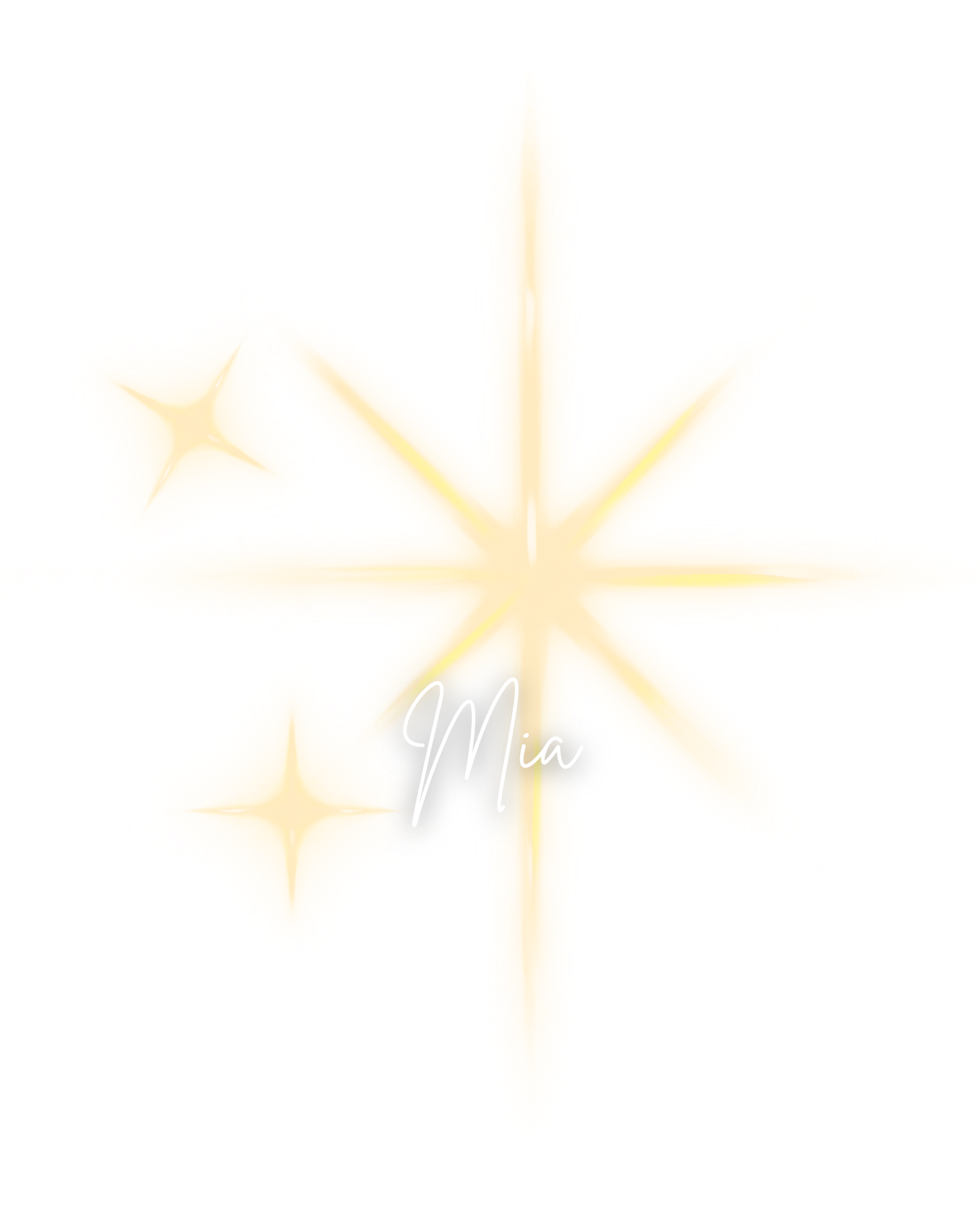 A stylized white star with the word 'Mia' written across it in cursive.