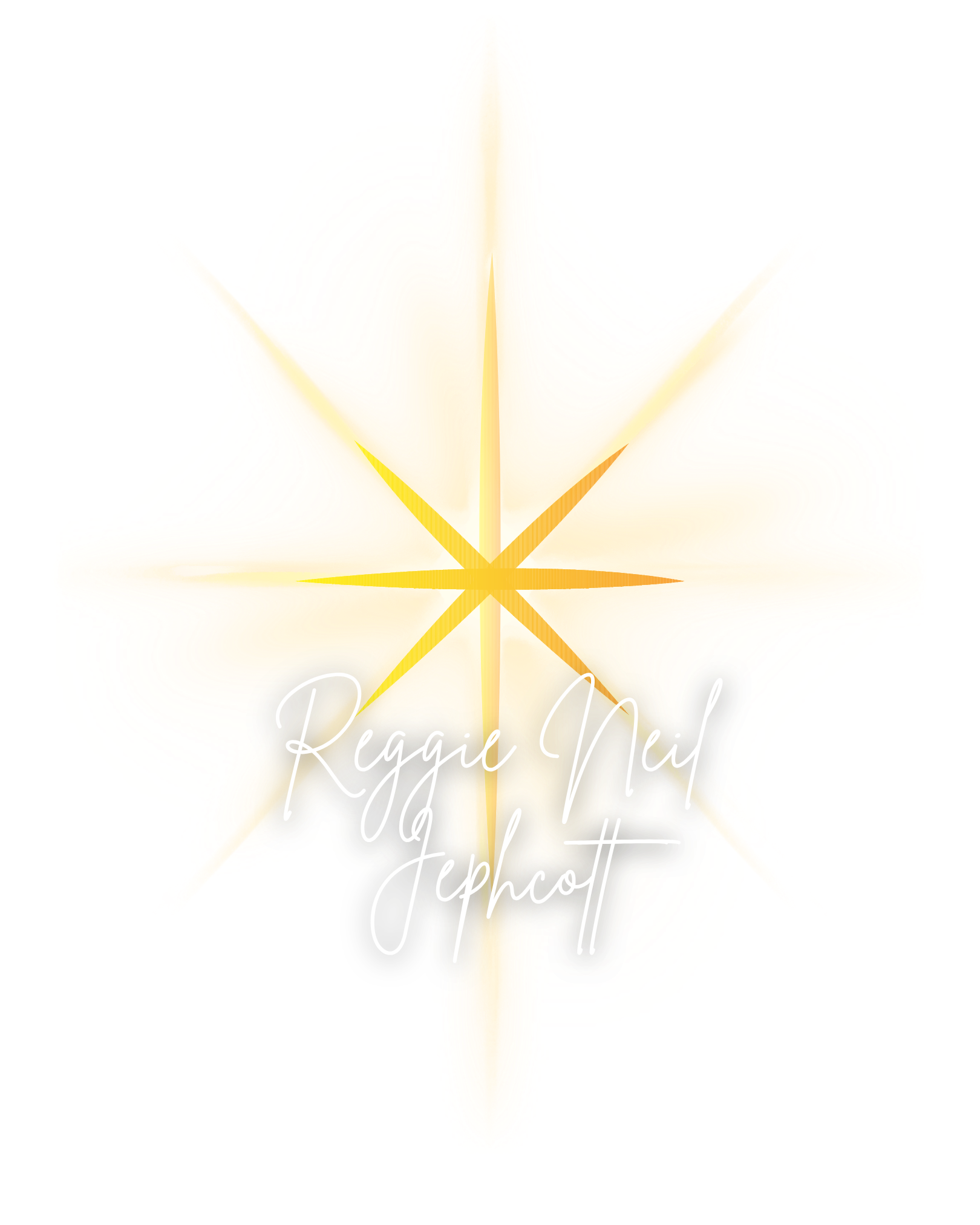 A glowing, yellowish star with the names 'Reggie Neil' and 'Jephcott' written in elegant white cursive text across the center.