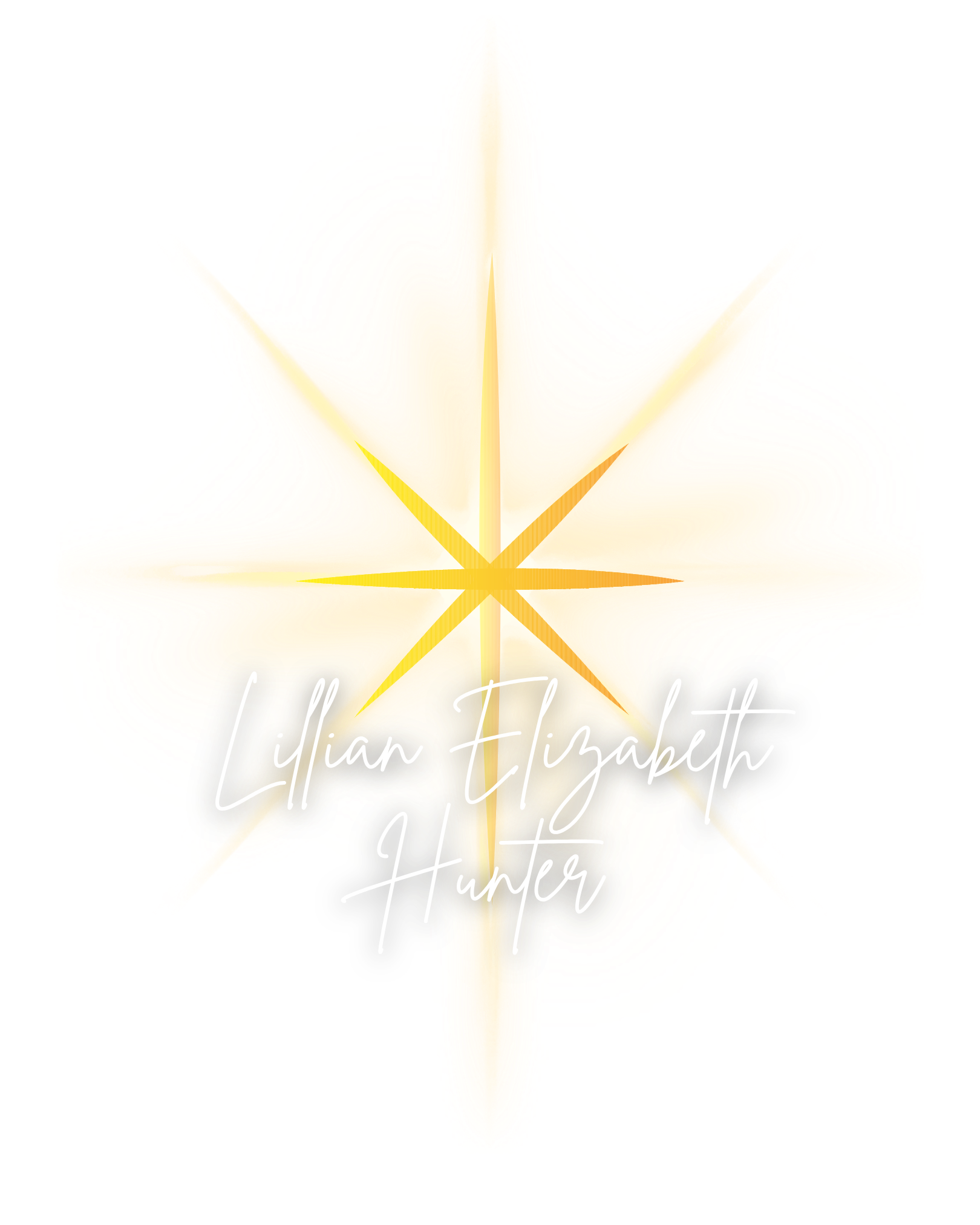 Gold star with a glowing effect on a vibrant yellow background, featuring the text 'Lillian Elizabeth Hunter' in elegant white cursive font.