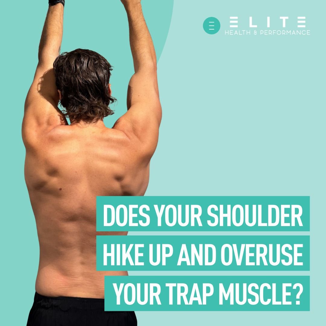 If your shoulder lifts toward your ear when you raise your arm, that&rsquo;s a compensation pattern.

Your shoulder blade is supposed to glide and rotate upward smoothly as your arm goes overhead. That motion is shared between the upper trap, lower t