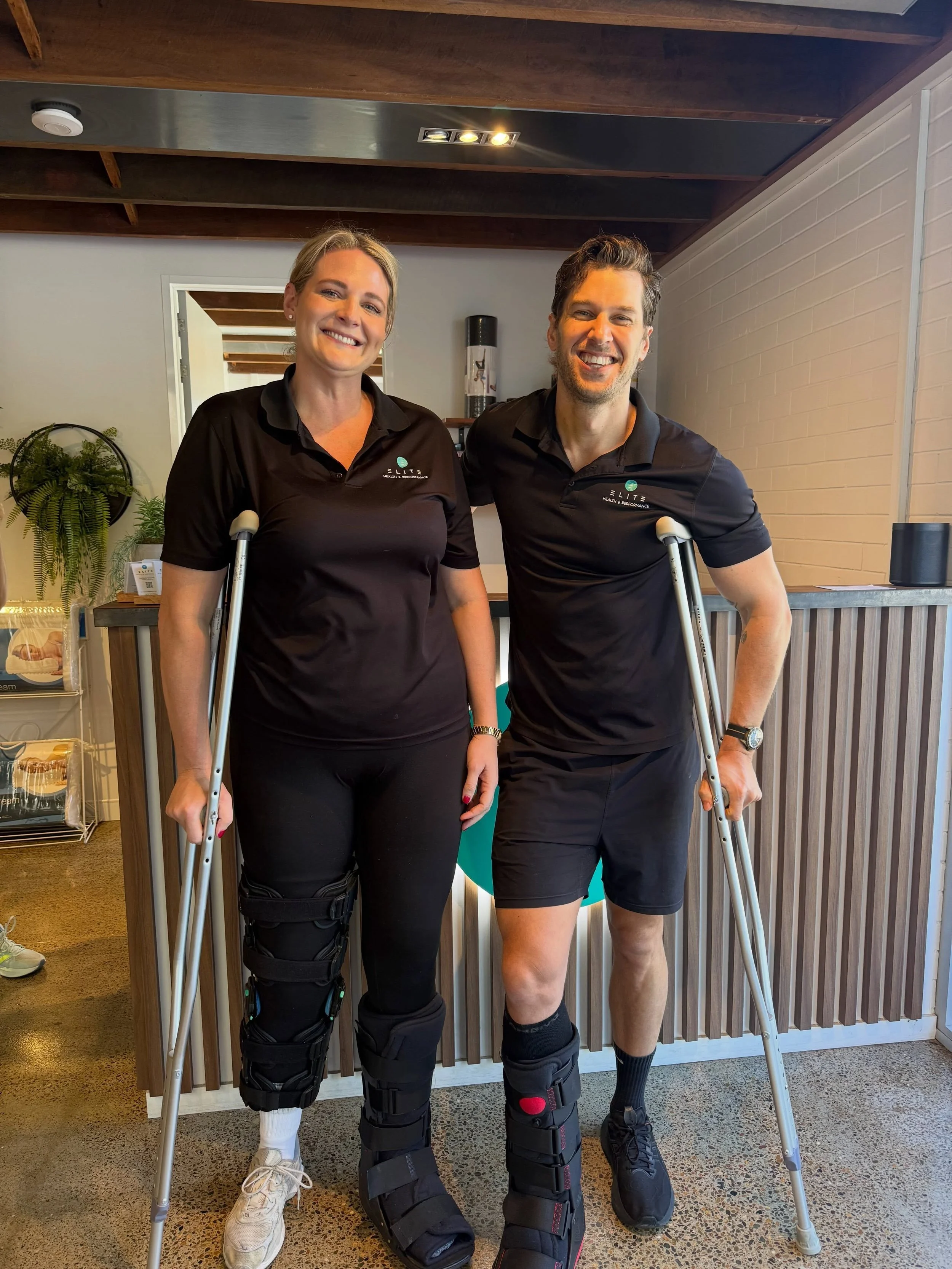 The founders of Elite thought it might be time to do some product testing and both decided to wreck their legs! Wishing them both a speedy recovery
