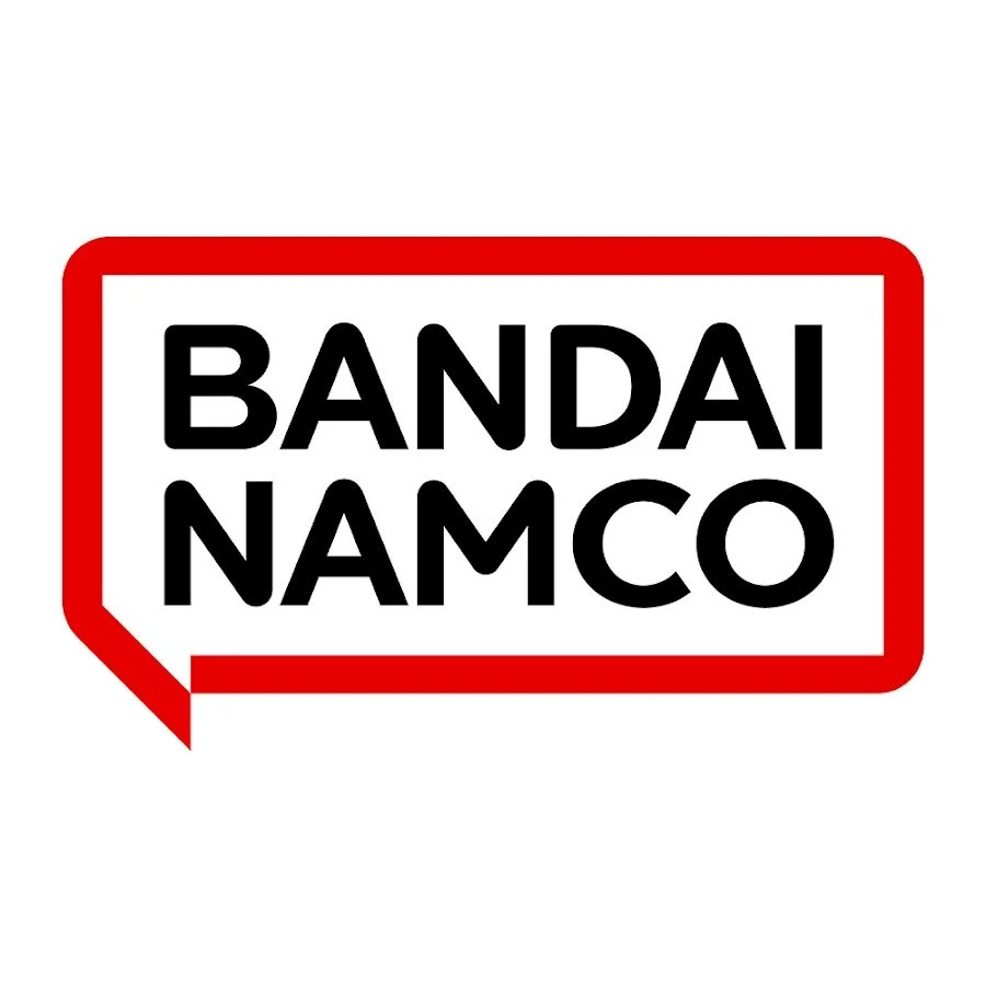 Logo with the words 'BANDAI NAMCO' in black, inside a speech bubble outlined in red.
