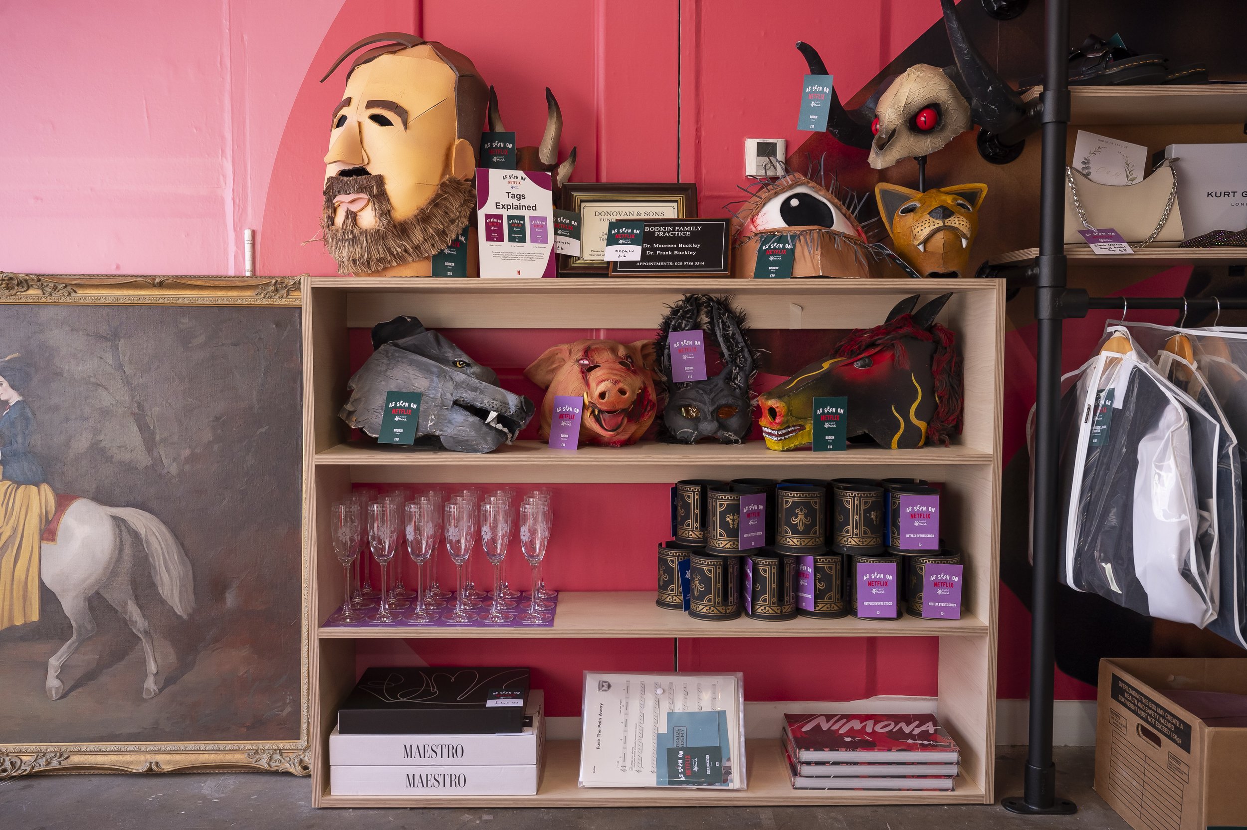 Assistant Event Styling and Visual Merchandising  for 'As Seen on Netflix' Charity Event UK. Production company The Experience Agency. 2024.