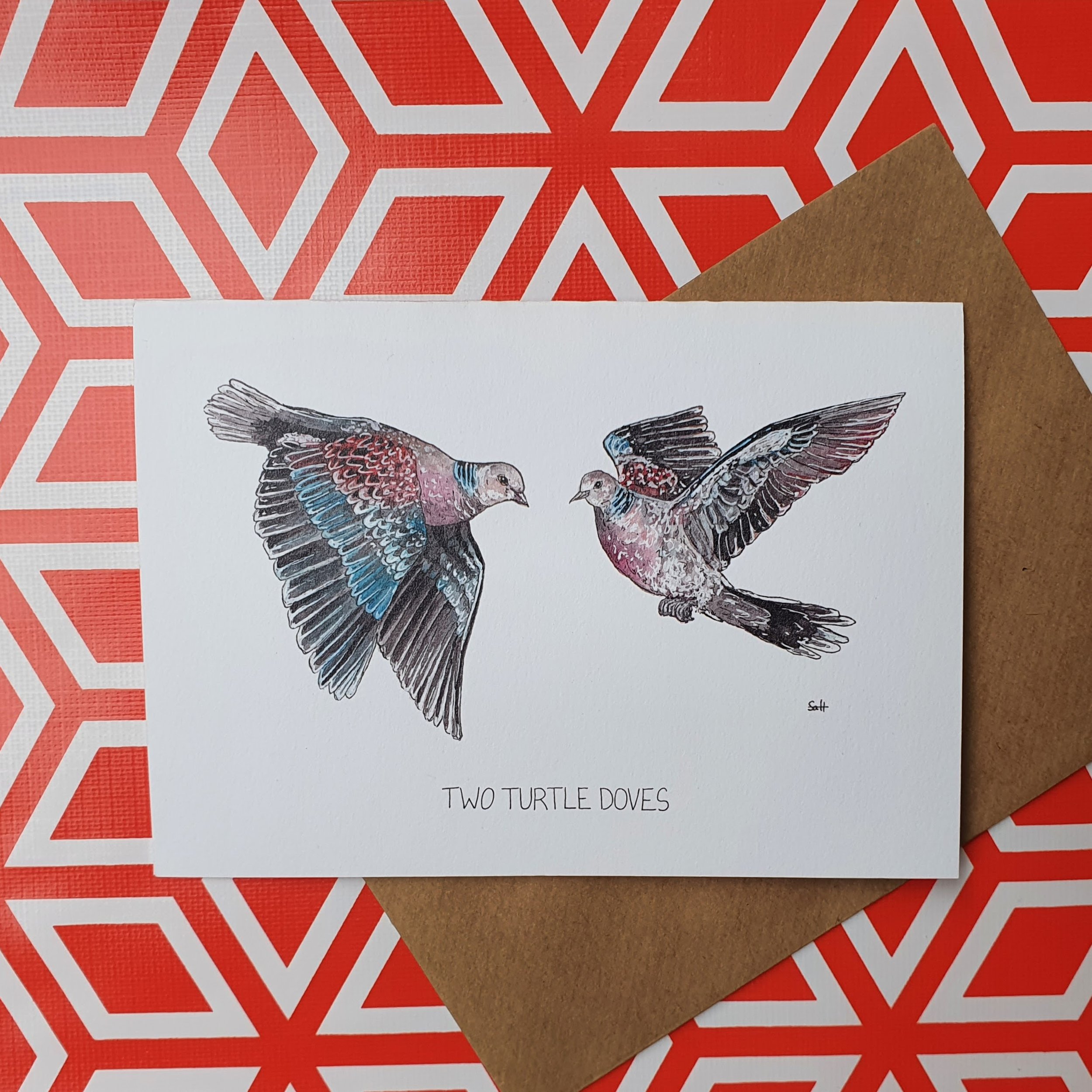 Two Turtle Doves Greetings Card