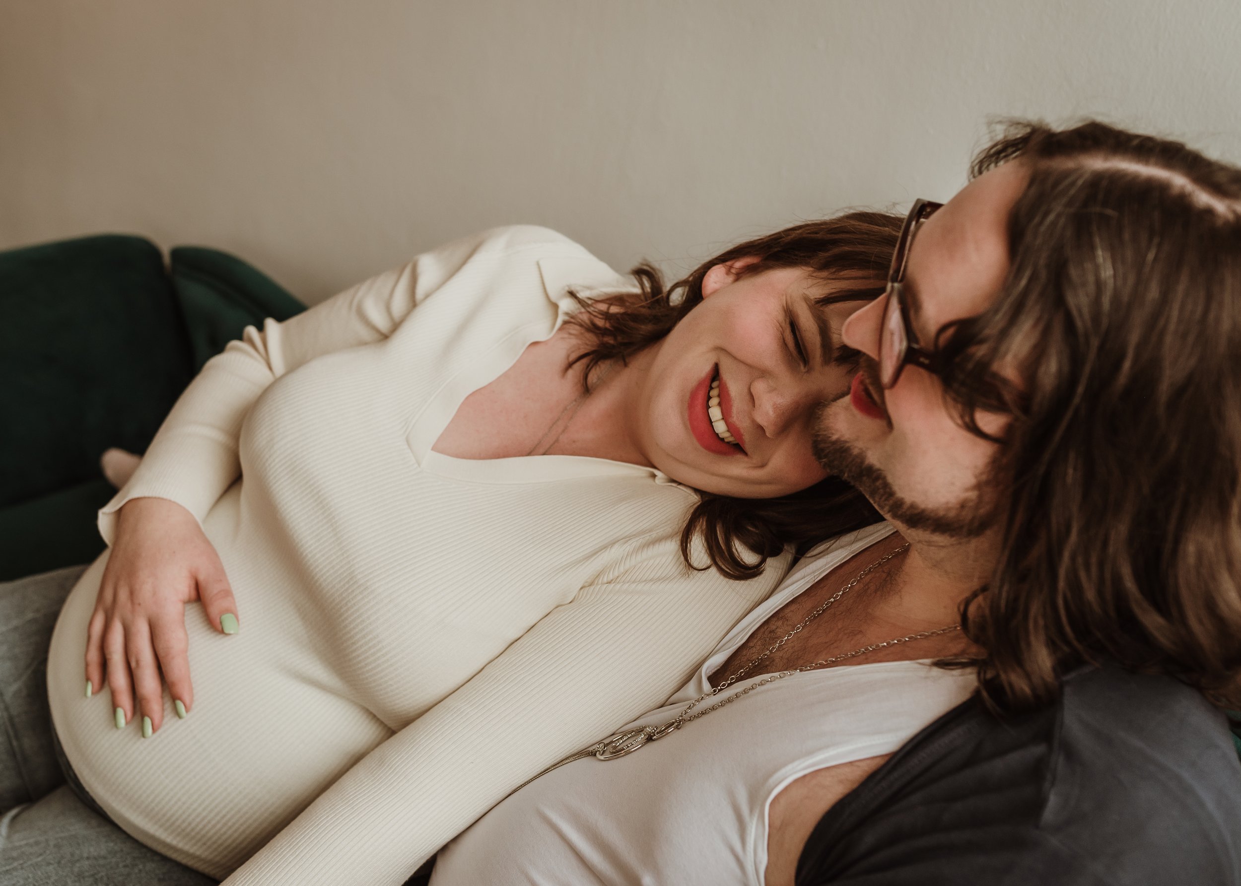 Nel and Jenn during their maternity session in preparation for their hospital birth at Princess Royal Maternity Hospital Glasgow, documented by Marieke Captures Birth