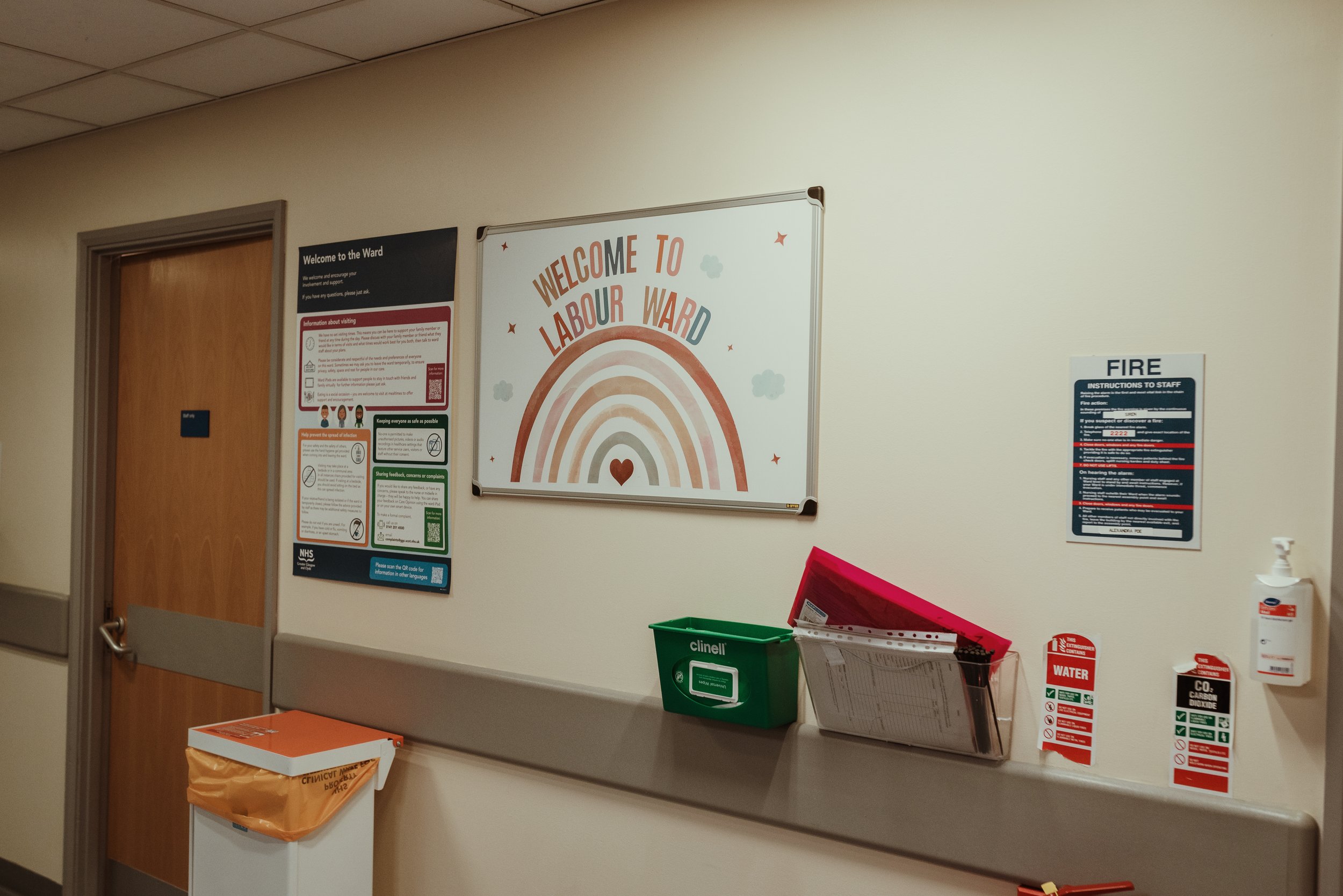 Labour Ward sign at Princess Royal Maternity Hospital Glasgow, the setting for a documented caesarean birth by Glasgow birth photographer Marieke Captures Birth