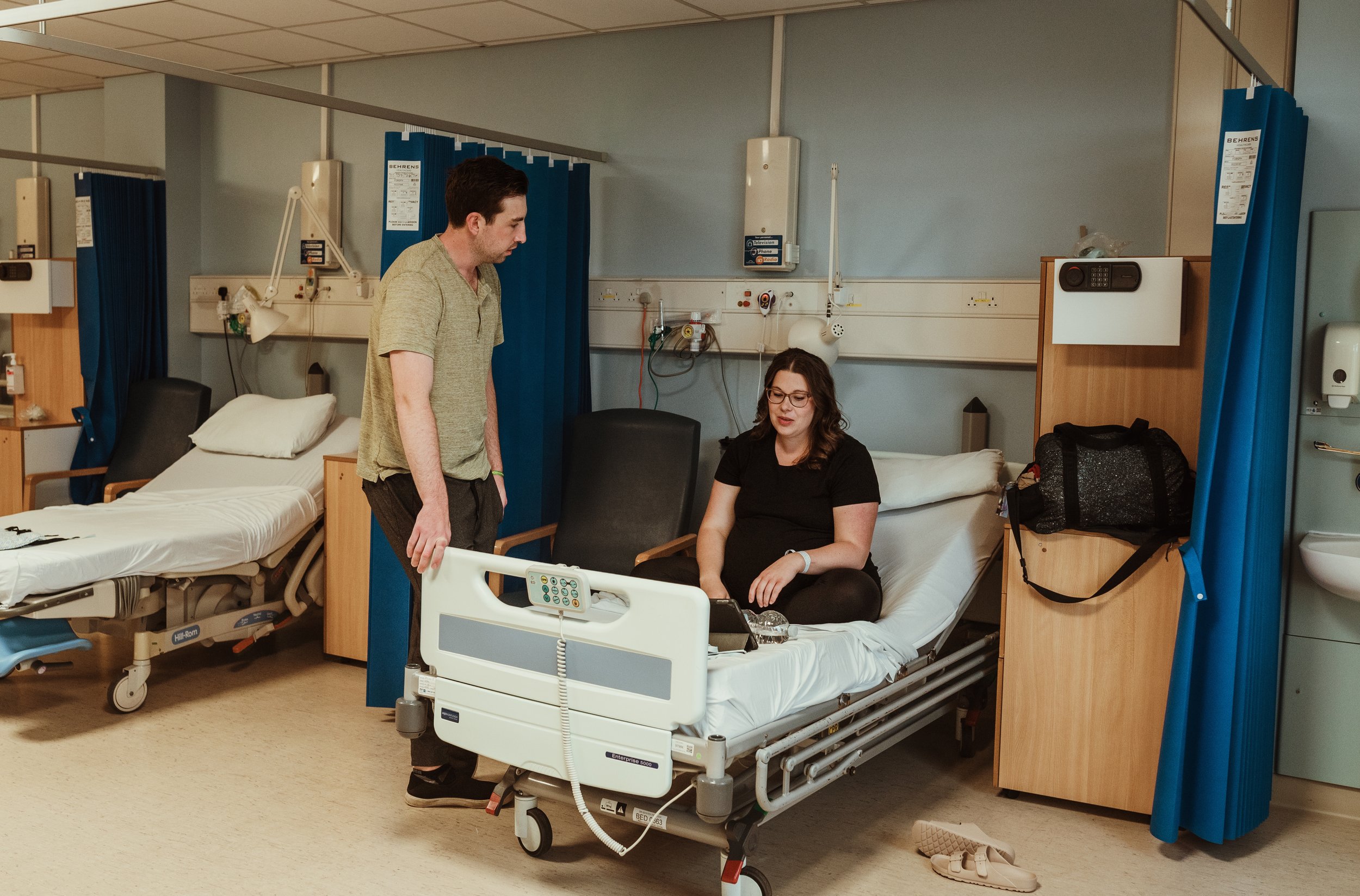 Bailey and Landon preparing for their elective caesarean birth at Princess Royal Maternity Hospital in Glasgow, photographed by Marieke Captures Birth