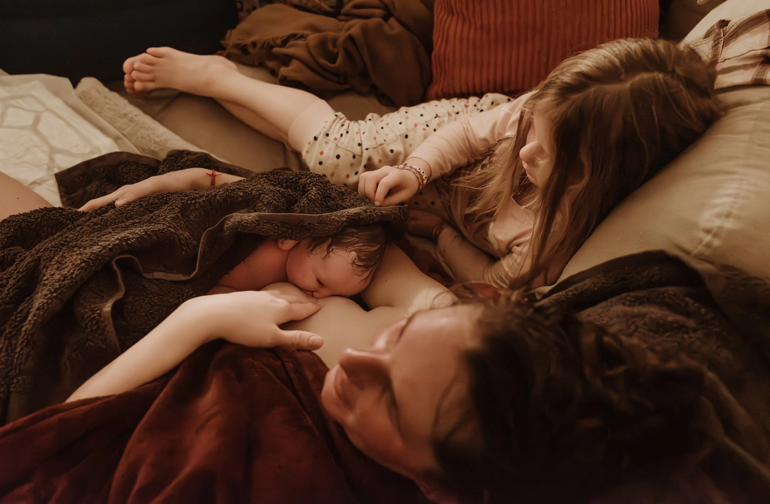 Scottish Borders home birth photography — golden hour