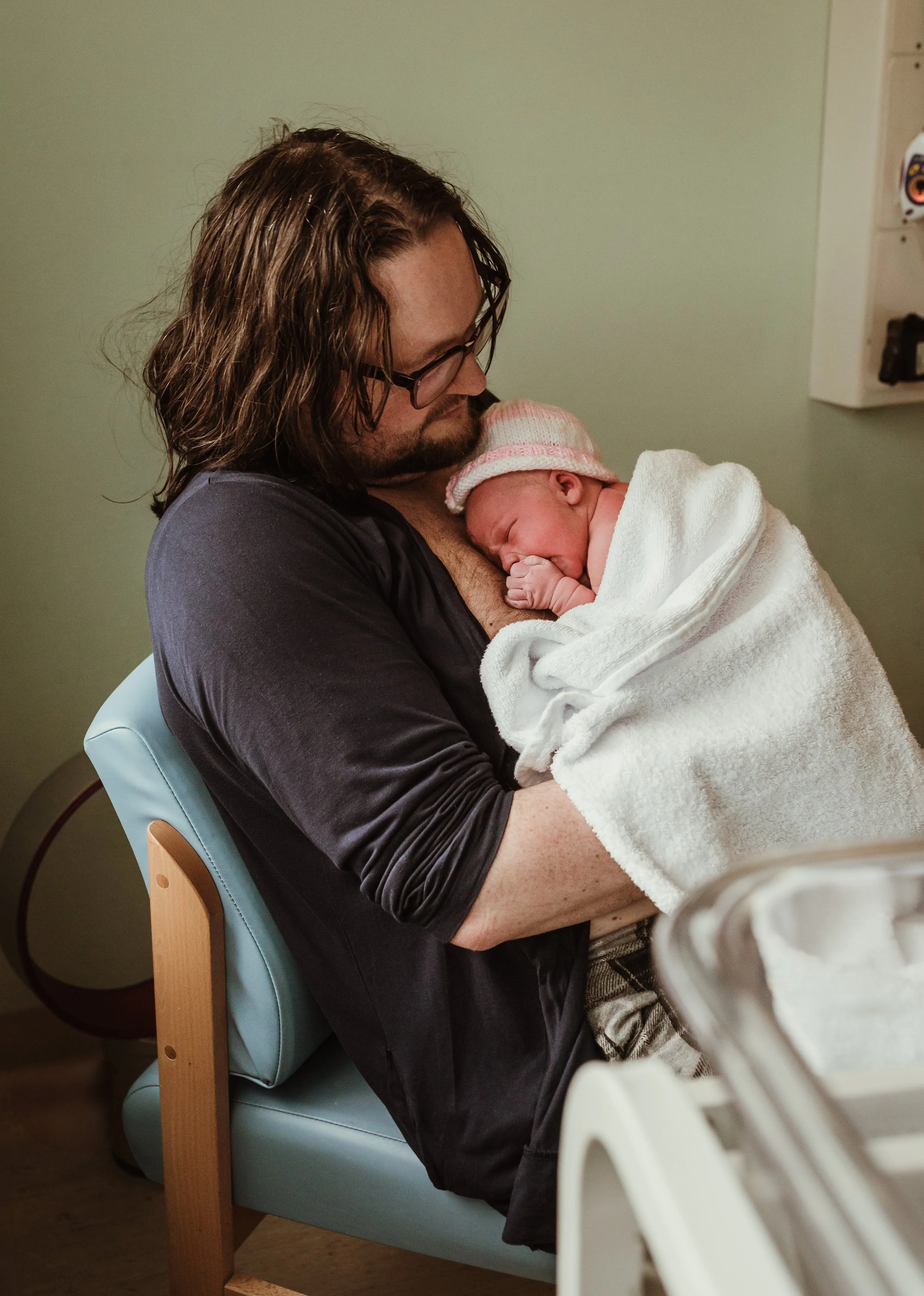Father holding newborn after hospital birth at Princess Royal Maternity Hospital Glasgow — birth photography Marieke Captures Birth