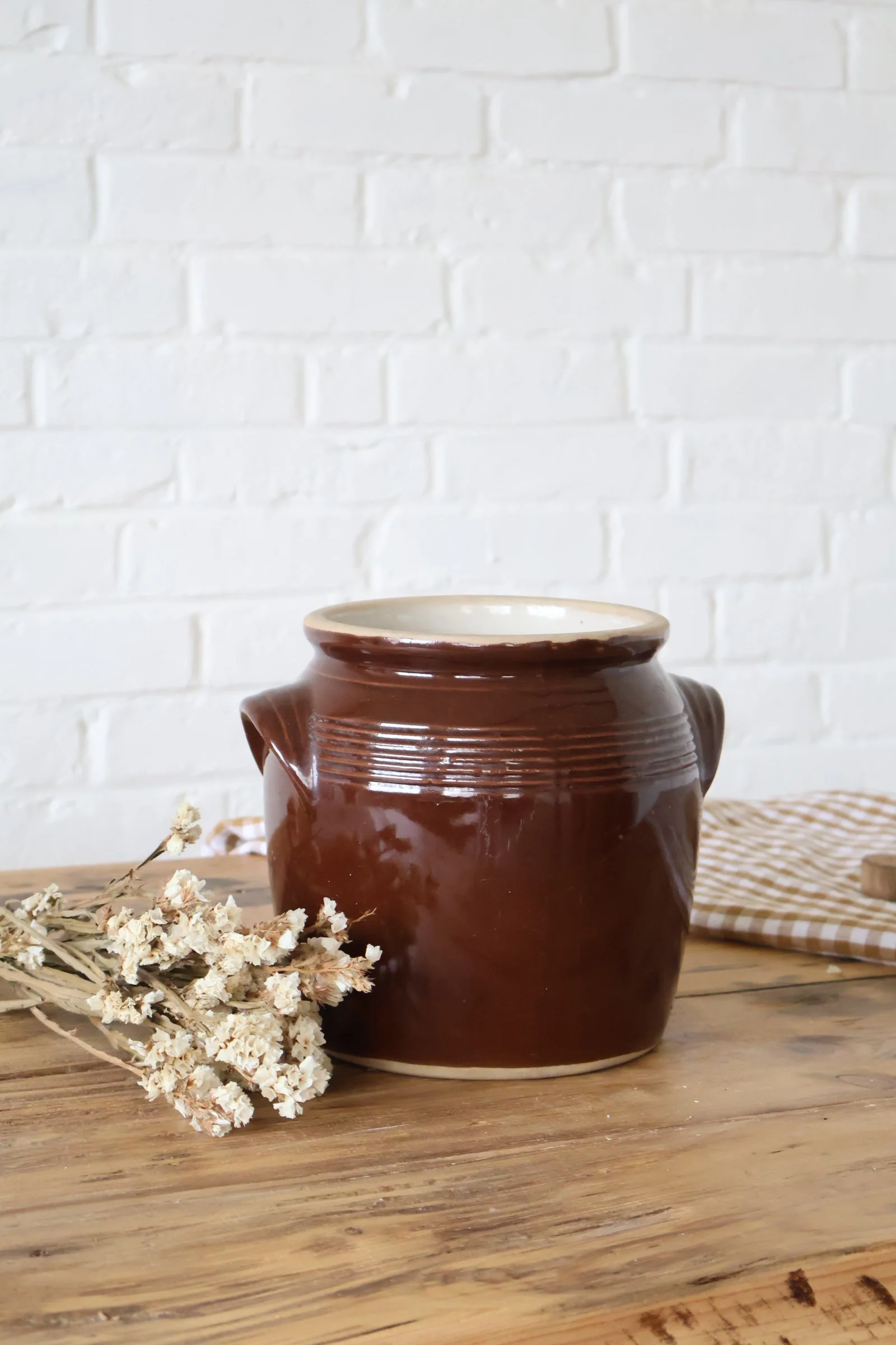 Grand pot en grès marron
