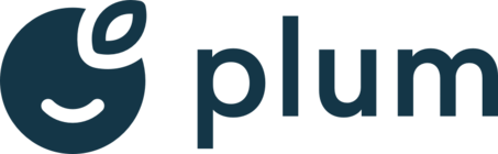 Logo with a stylized smiling plum fruit and the word 'plum' beside it.