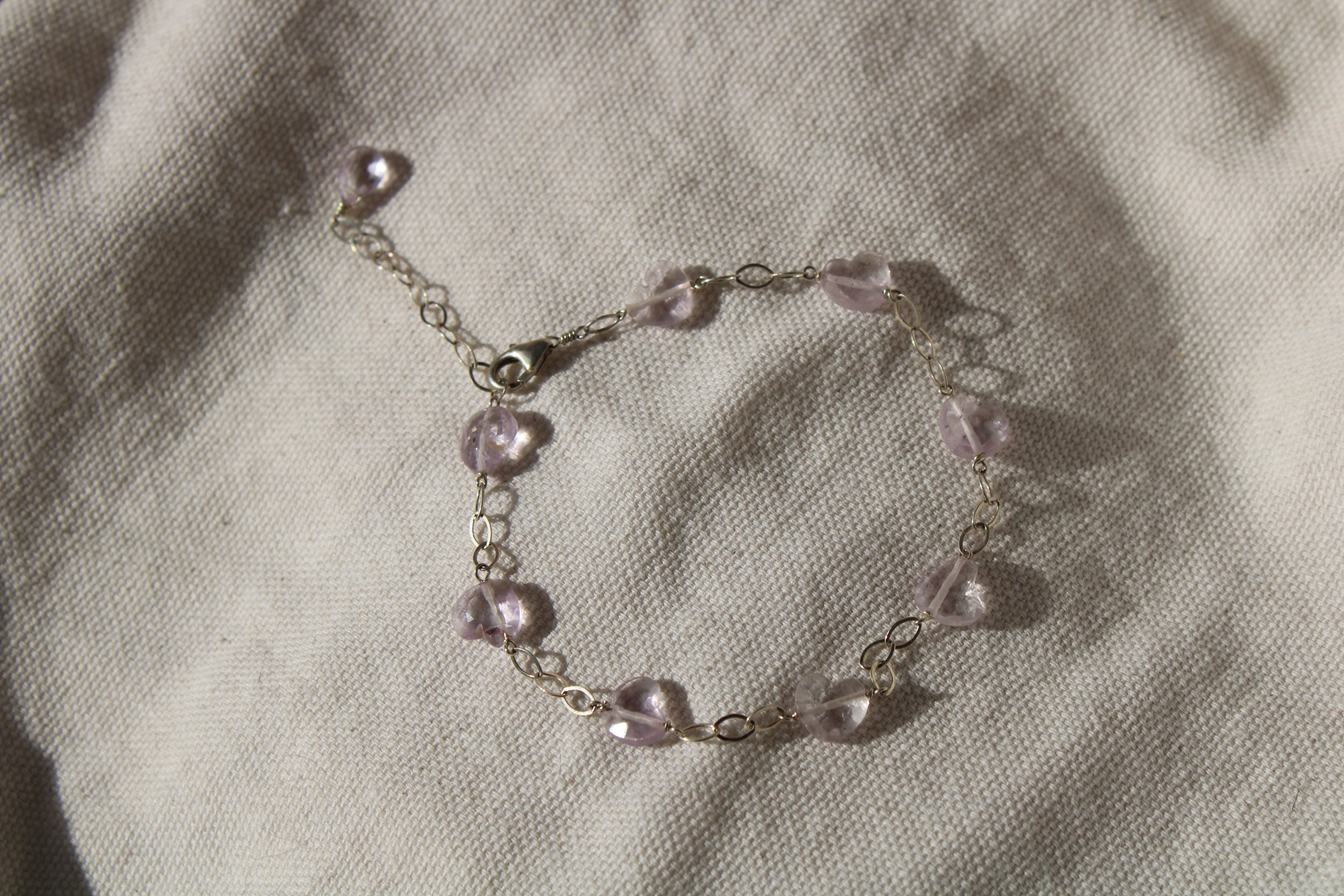 Lavender Amethyst Hearts Bracelet