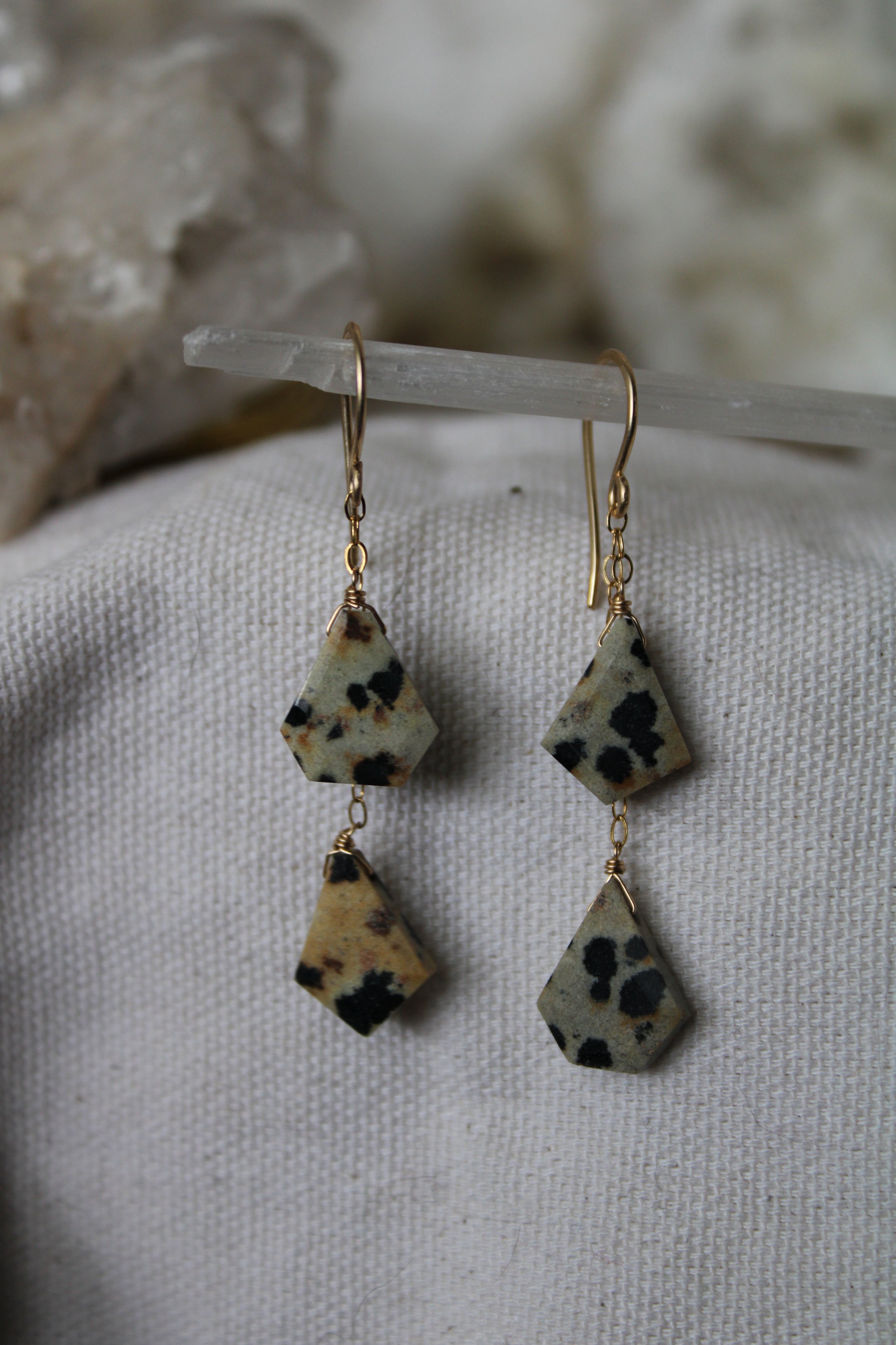 Dalmatian Jasper dangly earrings