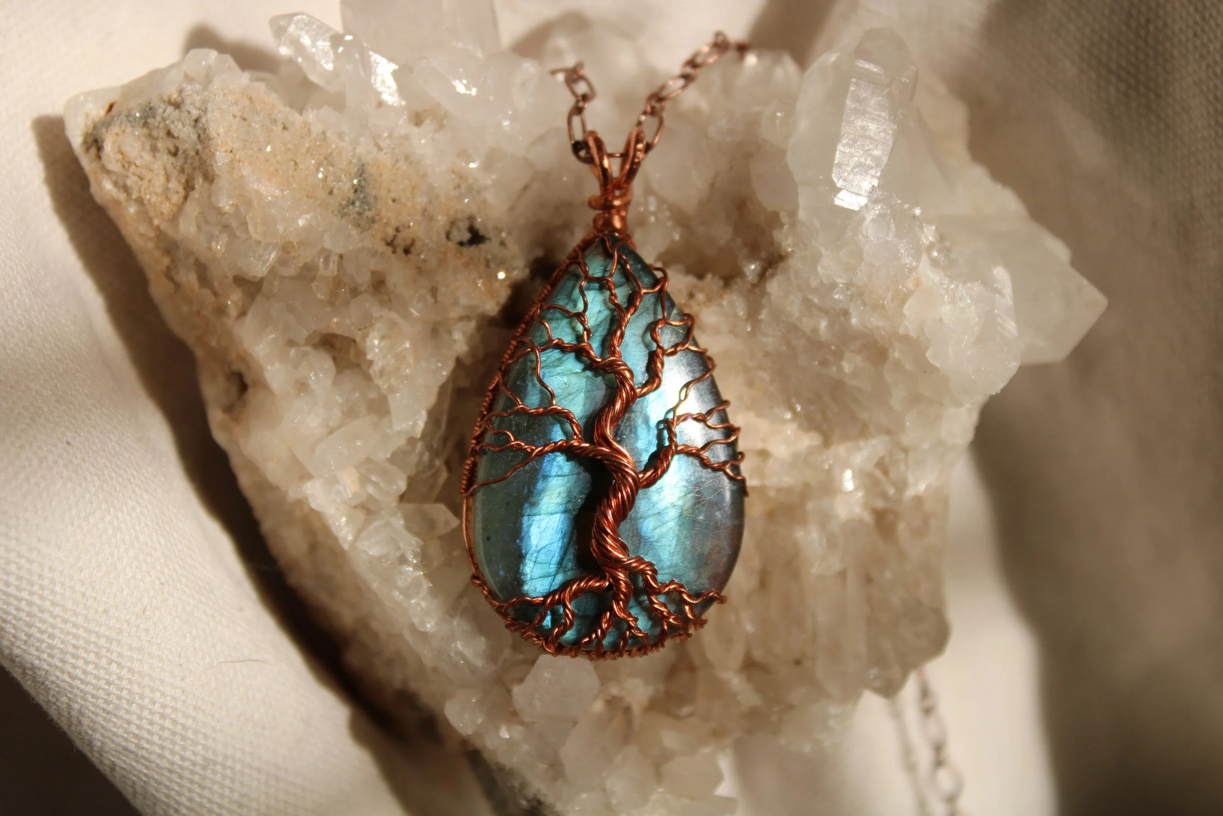 Labradorite Tree of Life Pendant Necklace