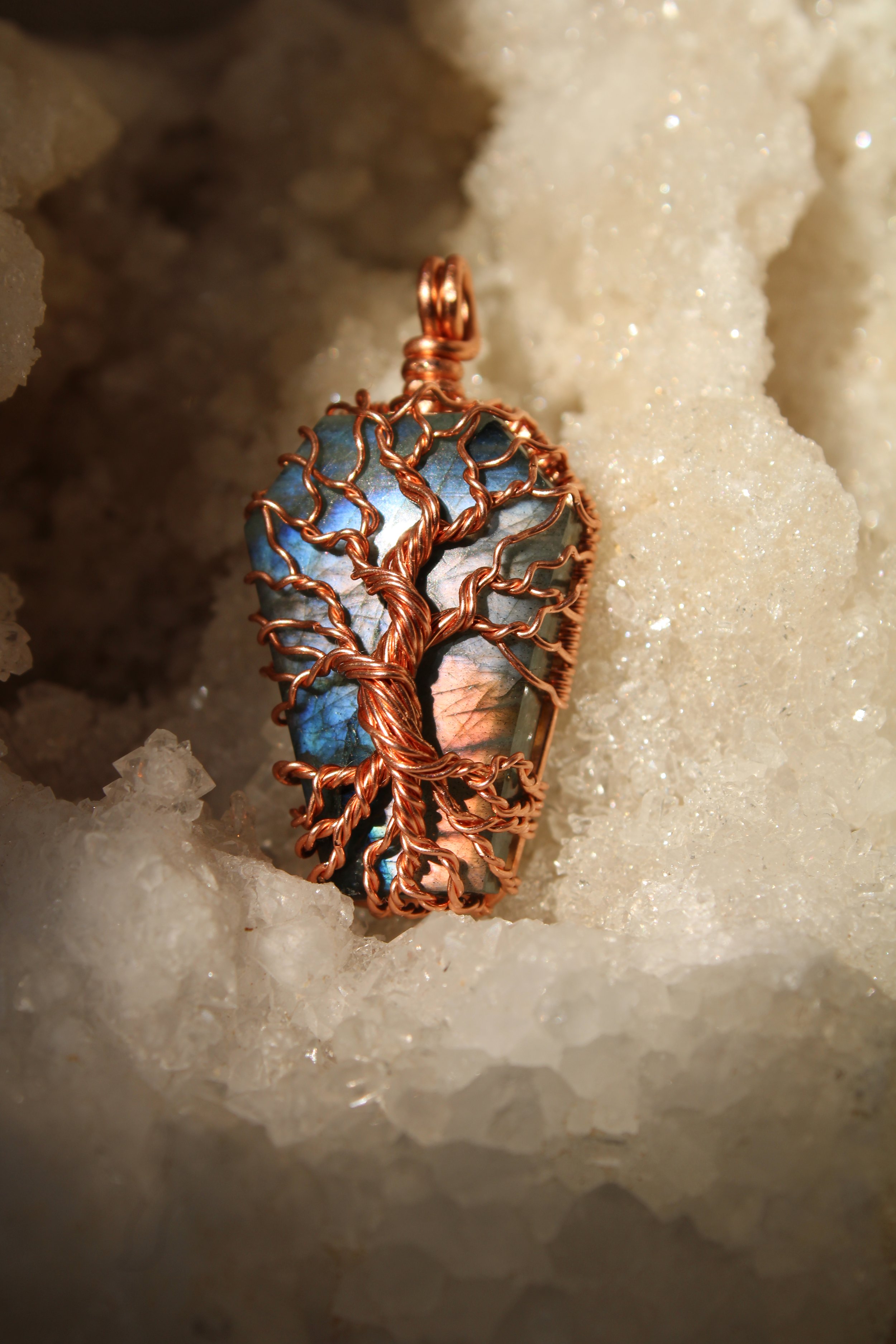 Labradorite Tree of Life Pendant Necklace