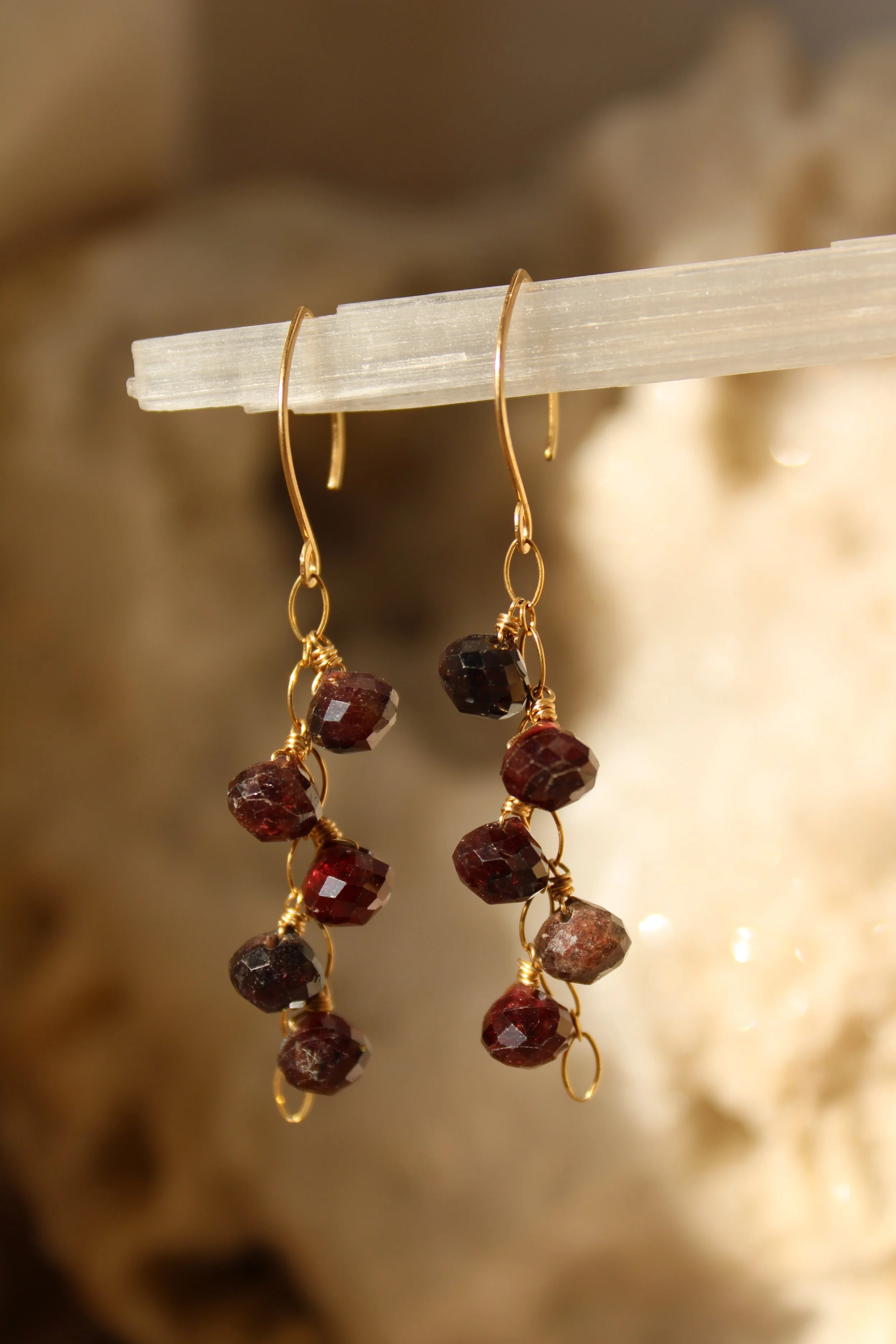 Garnet drop earrings