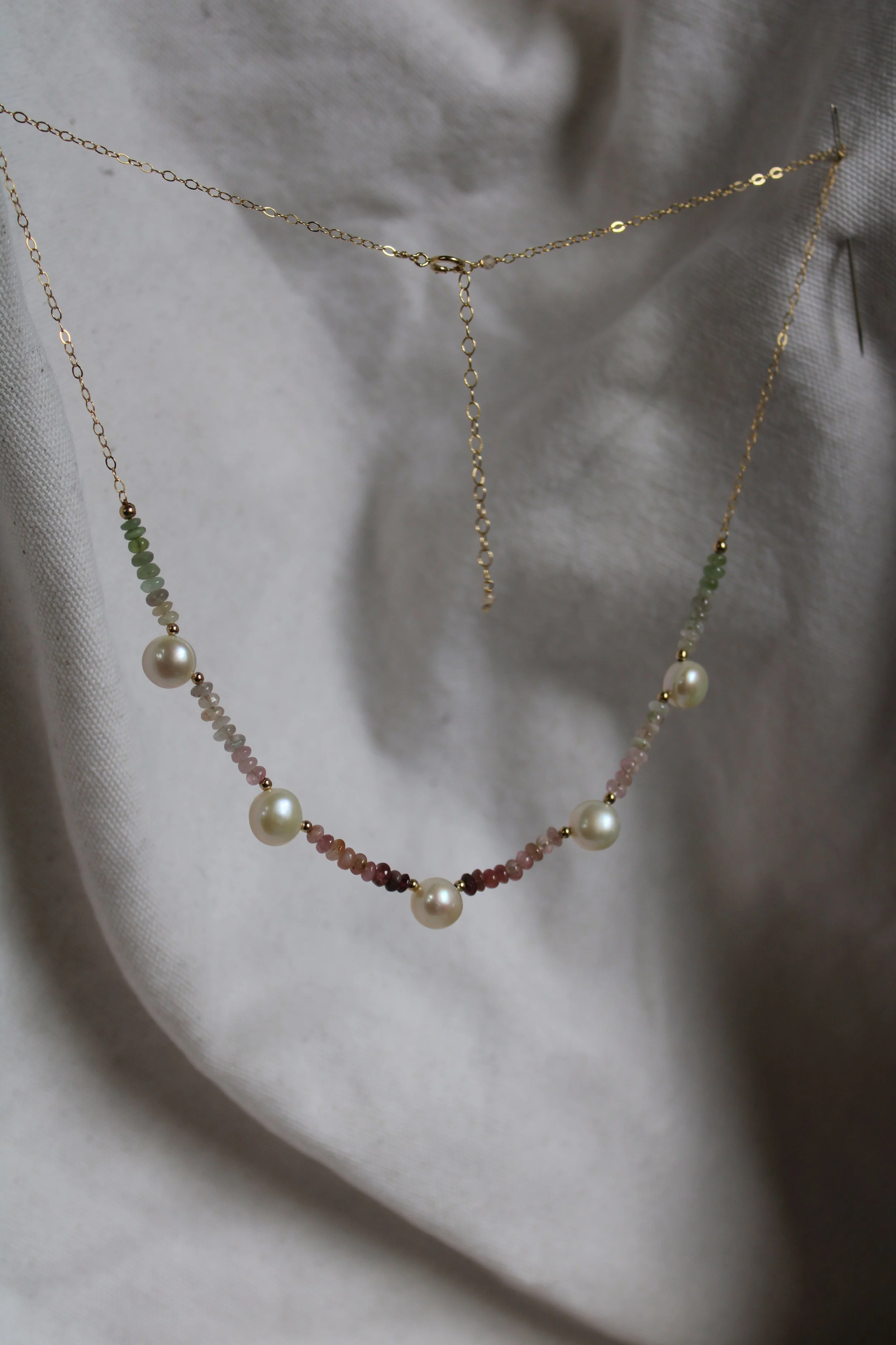 Multi Color Tourmaline and Button Pearls