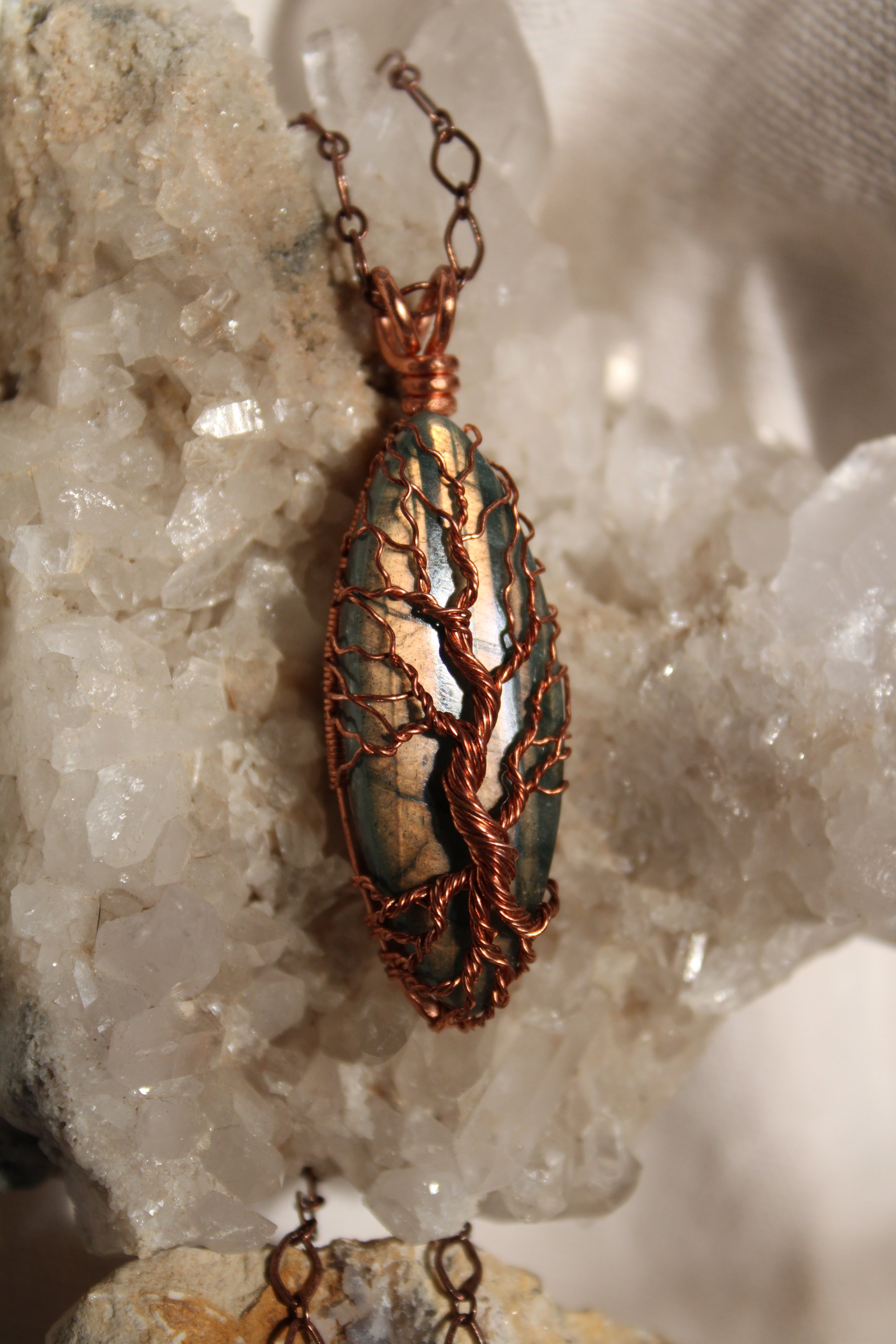 Labradorite Tree of Life Pendant Necklace