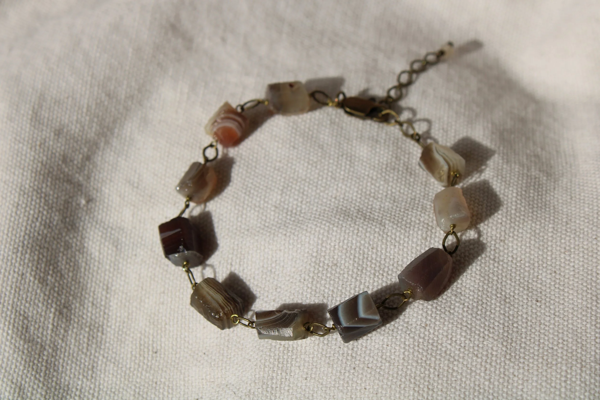 Botswana Agate Brass Bracelet