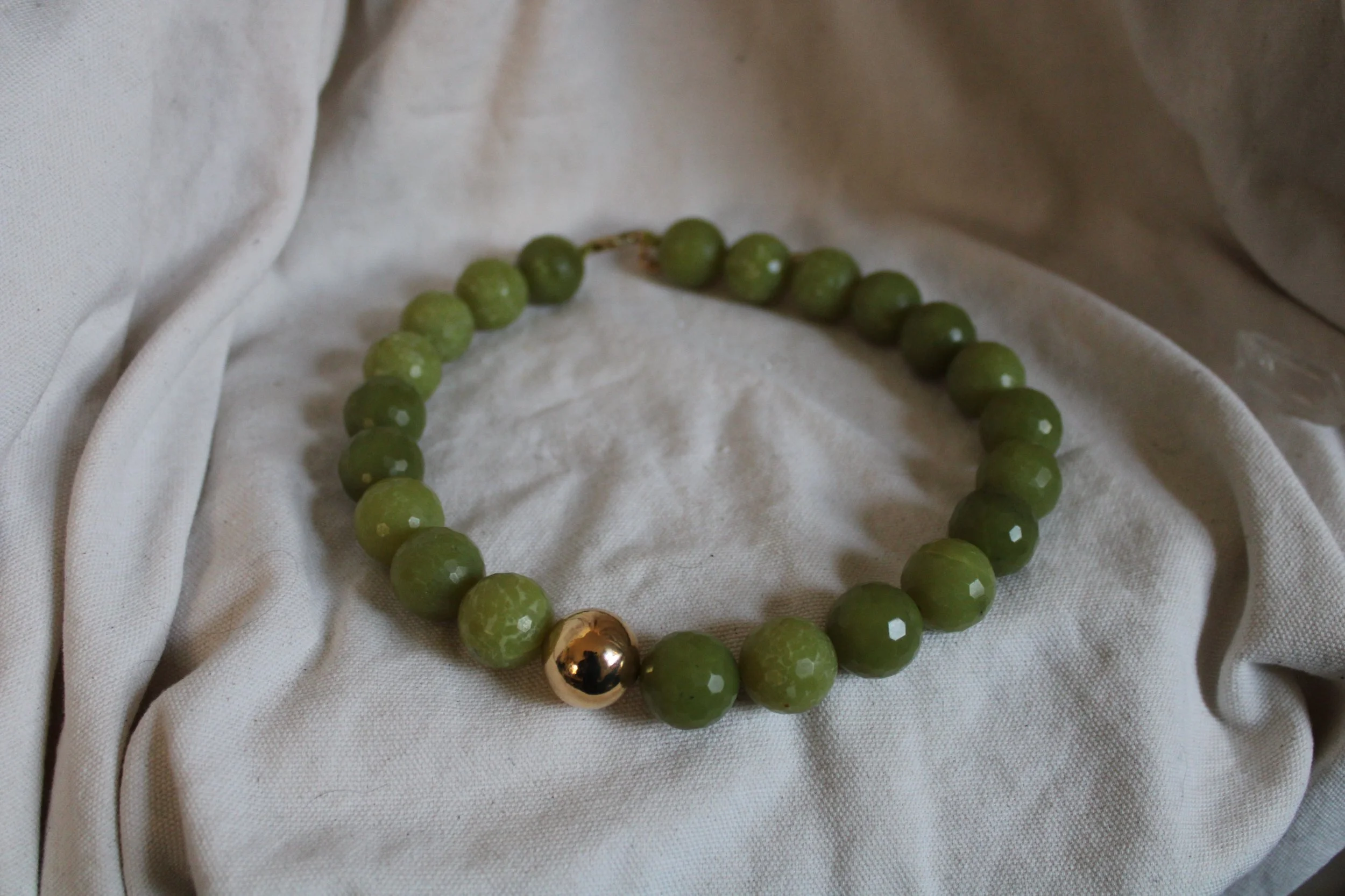 Asymmetric Olive Jade Necklace for Monika