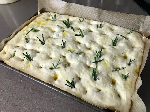 Focaccia ready to bake
