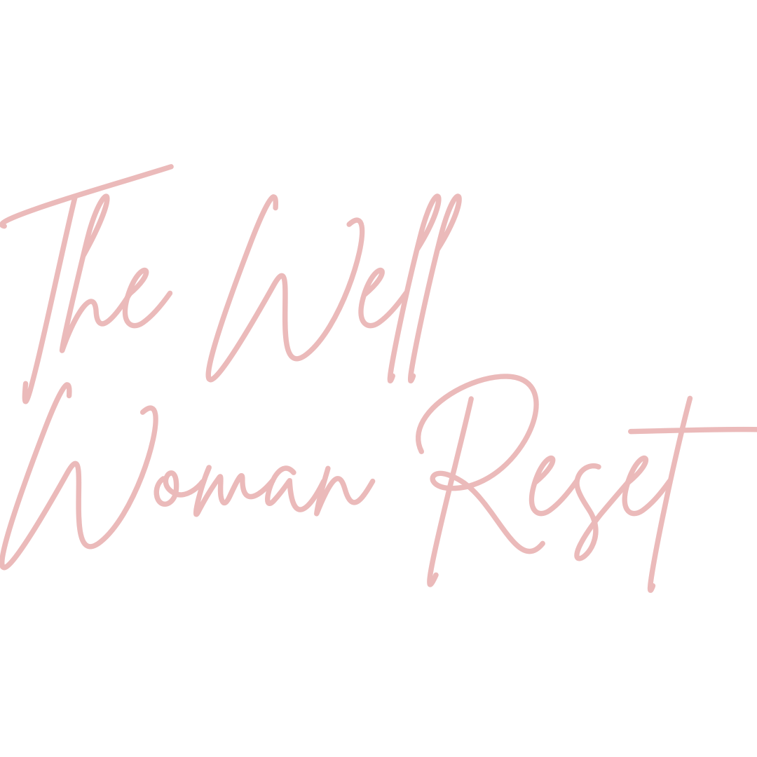 Pink cursive text that reads "The Well Woman Rest" on a black background.
