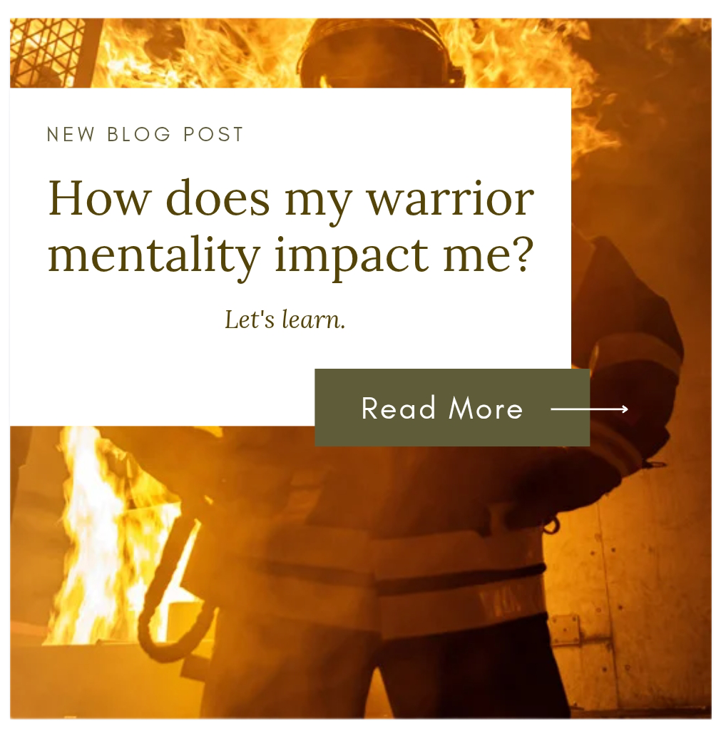 Powerful image representing the warrior mentality in first responders—highlighting resilience, duty, emotional suppression, and the psychological toll of high-stress roles in police, fire, EMS, and military professions.