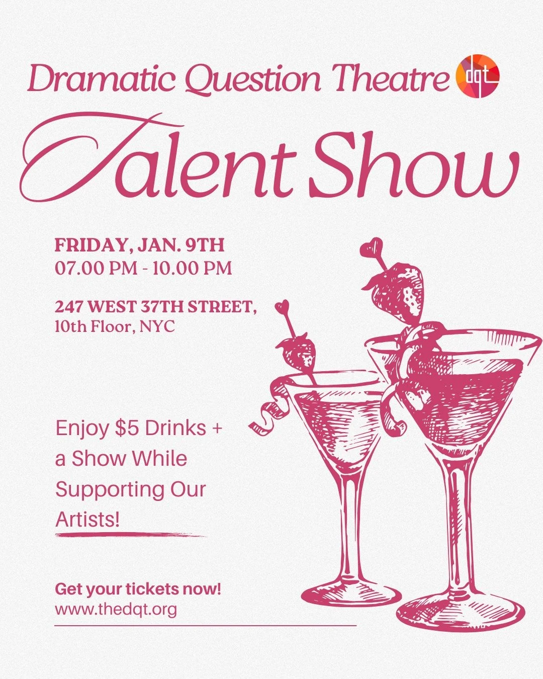 Save the date! 

Ready for the Best Happy Hour Deal in the Year of Our Lord 2026? Recession indicator who?? 
We&rsquo;re doing 💸5 DOLLAR 💸 drinks plus an amazing show of NYC&rsquo;s most promising artists showcasing their work. Bring your friends a