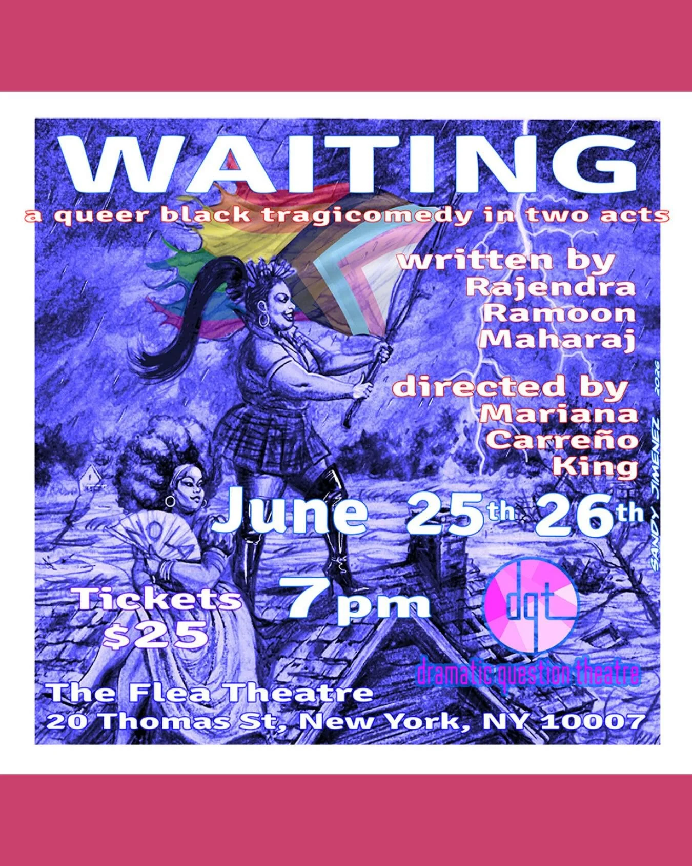 🚨NEW SHOW🚨

DQT Presents&hellip; waiting: a queer black tragicomedy in two acts

June 25+26 @thefleatheater 

Waiting for Godot&hellip; but make it drag!

Drag queens Chi-Chi and Cornbread are trapped on the rooftop of a small drag club called &ldq