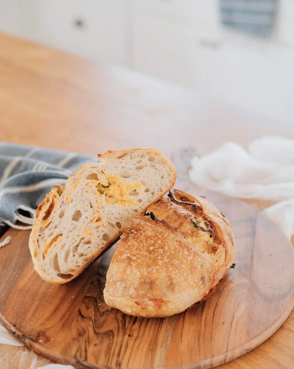 Our jalape&ntilde;o cheddar sourdough is made with a blend of fresh and pickled jalape&ntilde;os.

Fresh adds brightness and texture, while pickled brings depth and flavor. Our pickled jalape&ntilde;os are intentionally chosen without added food dyes