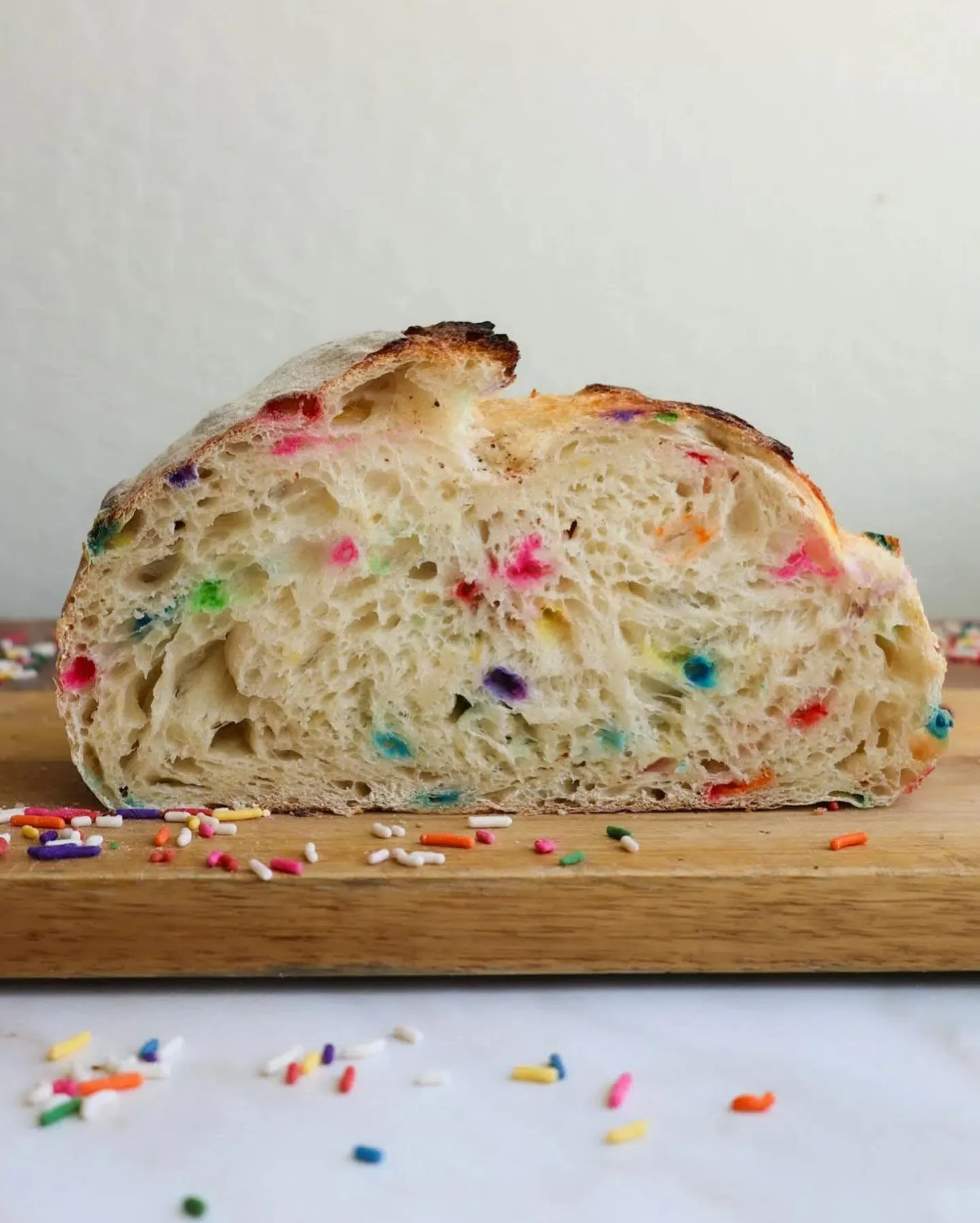 It&rsquo;s our first birthday! 🎉

So we made something special - our Birthday Cake Sourdough. 
Lightly sweetened with maple syrup, folded with white chocolate, and finished with dye free sprinkles.

Soft, nostalgic, and joyful.

Order yours to celeb