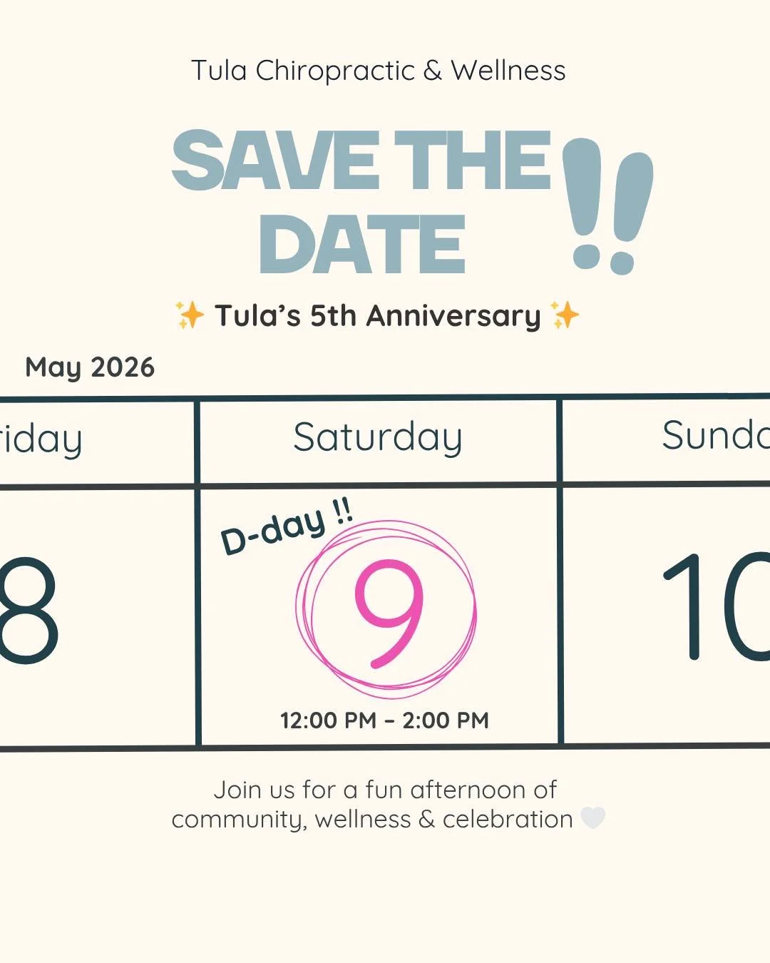 We&rsquo;re turning 5&hellip; 🤍✨

And this one feels extra special&mdash;because you are part of the story.

Save the date for a beautiful afternoon of
community, connection, and celebration.

🗓 May 9, 2026
⏰ 12:00 PM &ndash; 2:00 PM

We can&rsquo;