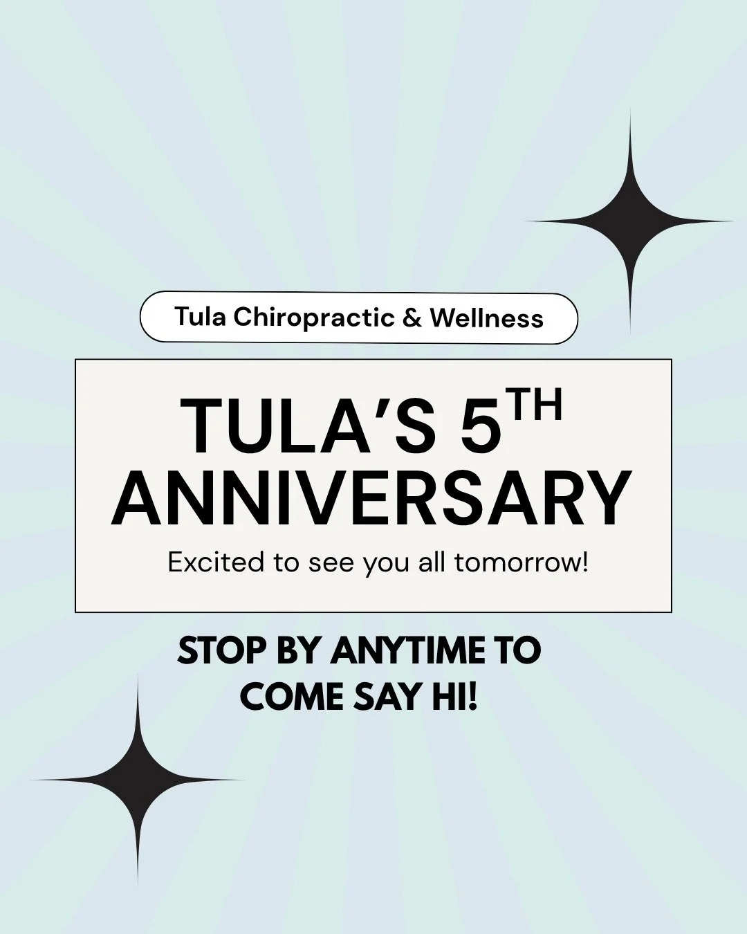 It&rsquo;s Happening Tomorrow! 🤍

Tula&rsquo;s 5th Anniversary Celebration is finally here! Join us tomorrow from 12&ndash;2 PM for an afternoon of community, connection, goodies, giveaways, and family-friendly fun.

Current patients, friends &amp; 