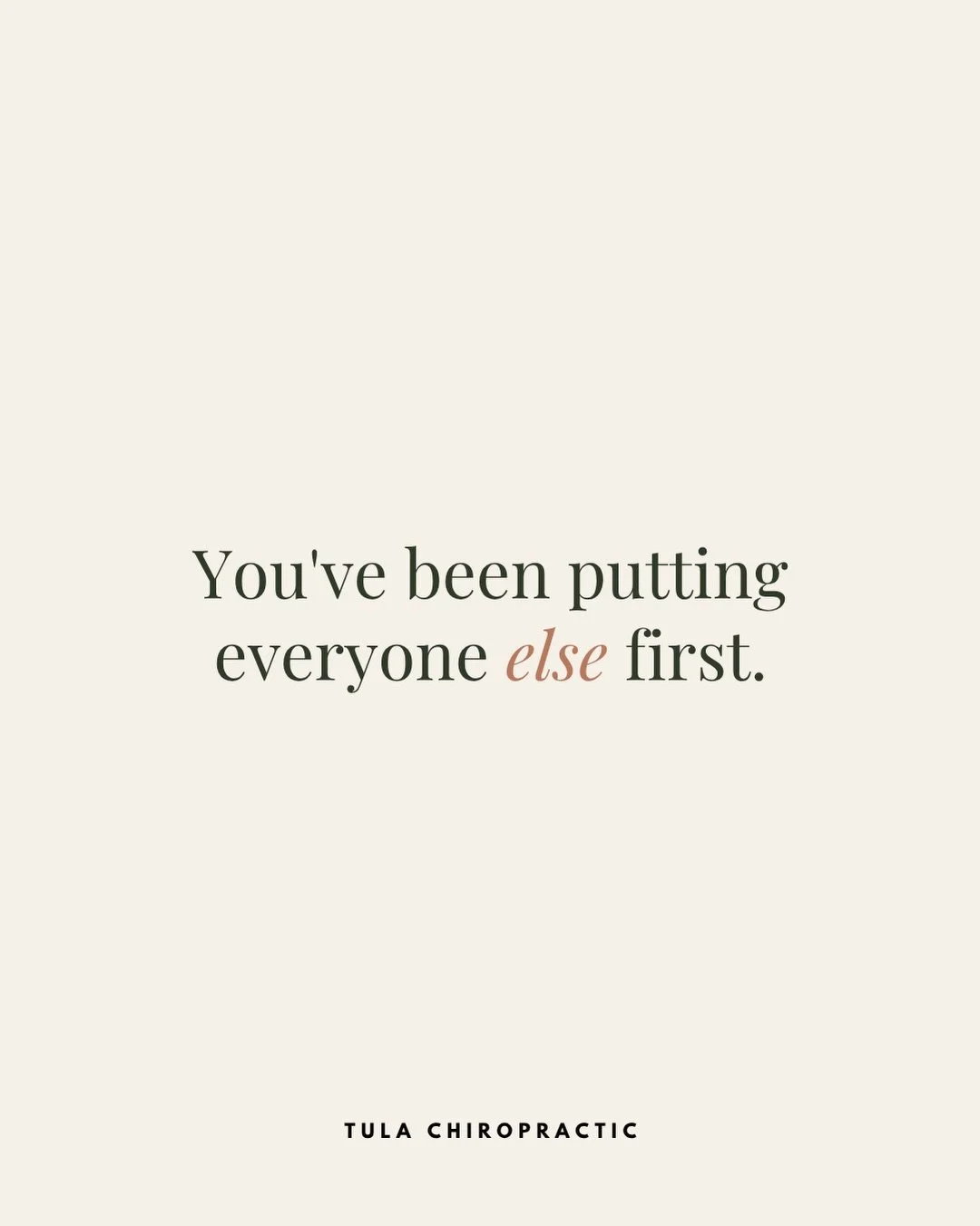 You spend so much time taking care of everyone else. Your family, your work, your home, your endless to-do list.

But when was the last time you took care of *you*?

Choosing chiropractic care isn&rsquo;t selfish. It&rsquo;s one of the best ways to s