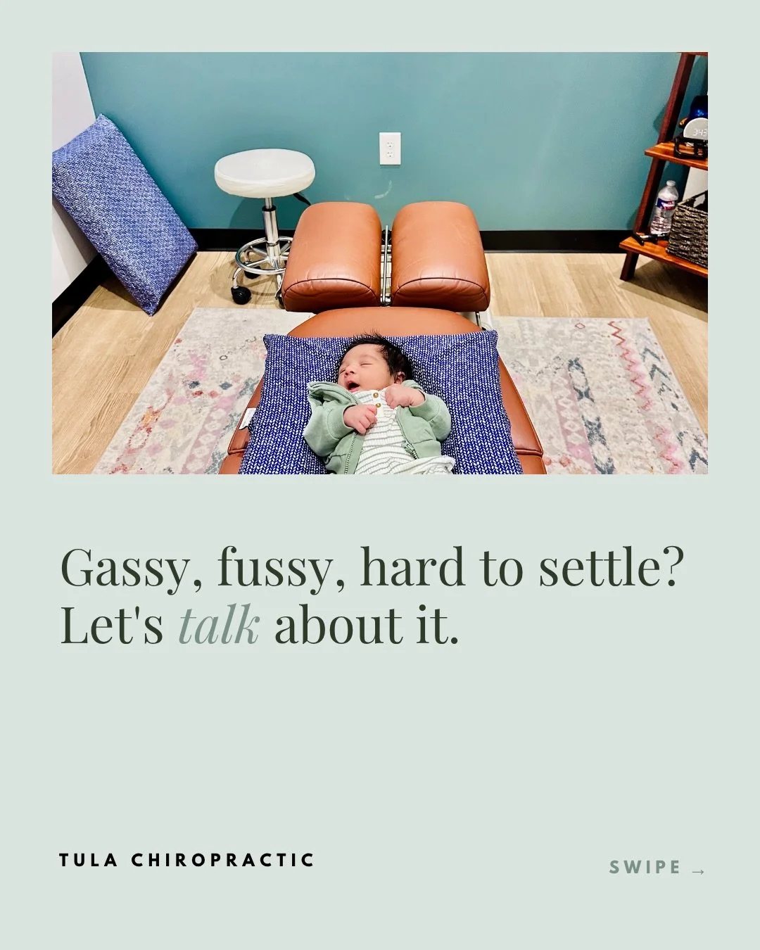 Gassy, fussy, hard to settle? Let&rsquo;s talk about it gently, mama. 👶

Some babies have a harder time winding down than others, and it can make for a long few weeks. Sometimes the way a little body moves after birth is part of the picture, some te
