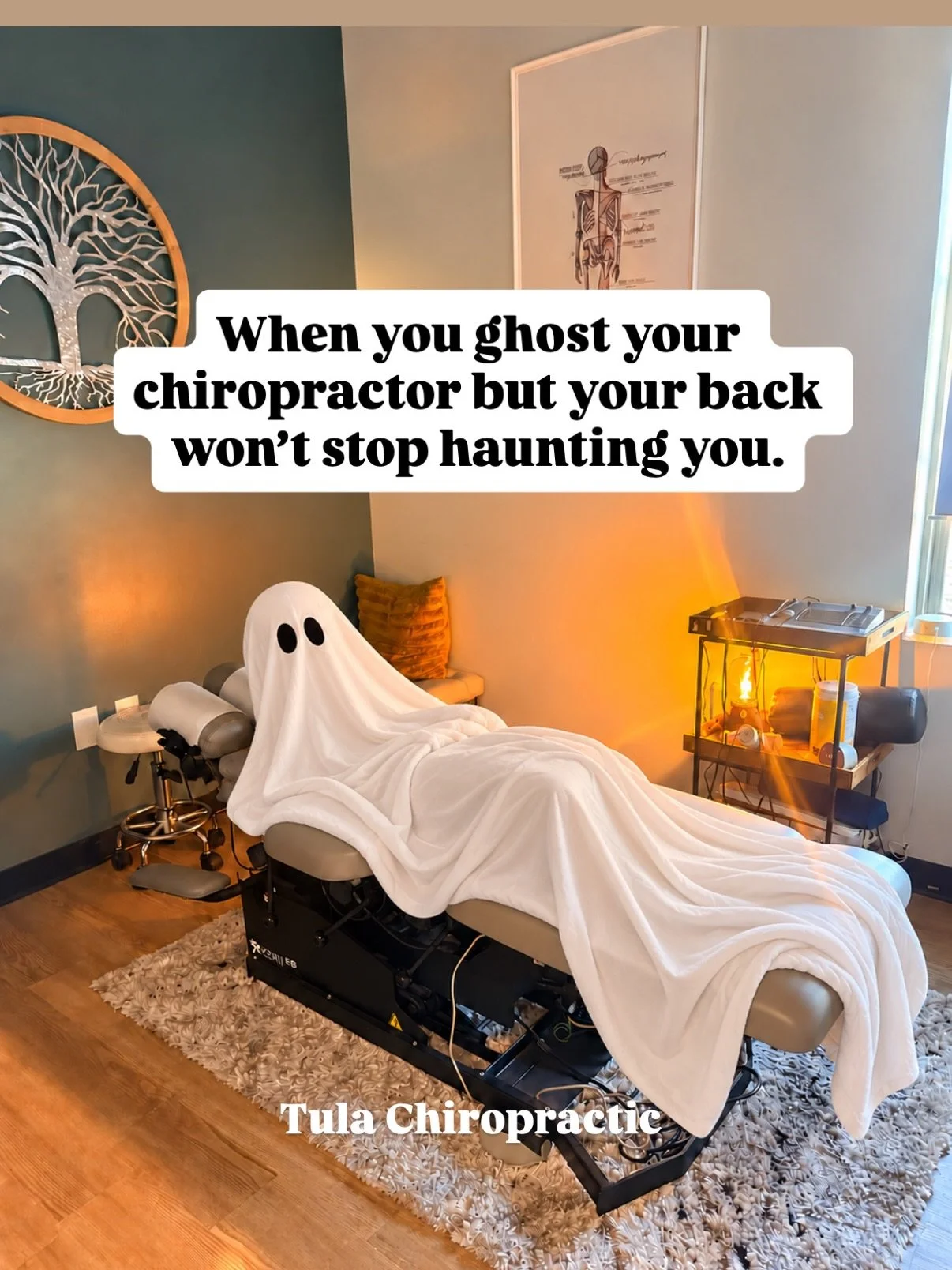 Me: I&rsquo;ll book when things calm down.
My back: Wonderful. I&rsquo;ll be making things worse at 3 a.m.

We saved you a spot at Tula. 👻