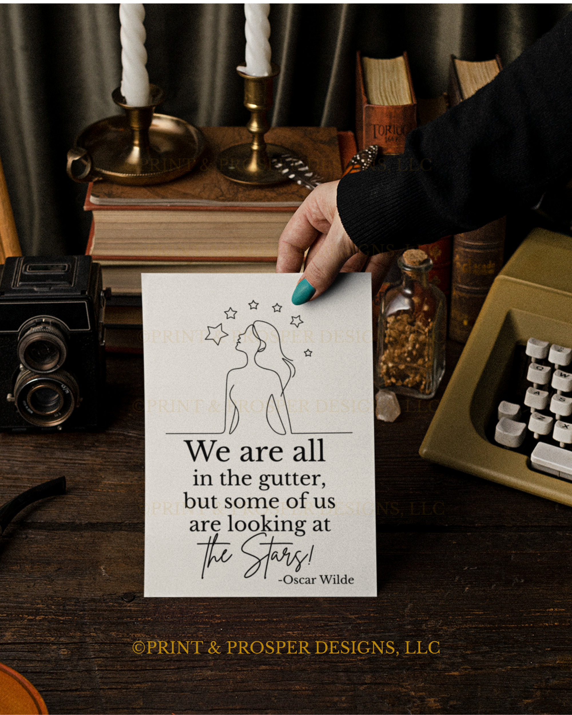 Oscar Wilde Quote Print | Minimalist Line Art, Inspirational Bookish Wall Art (Digital Download)