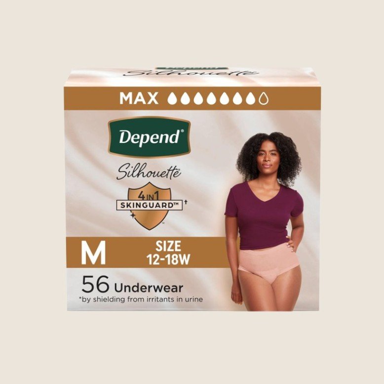 Depend Silhouette Adult Incontinence & Postpartum Bladder Leak Underwear for Women, Maximum Absorbency, Medium, Pink, 56 Count (2 Packs of 28), Packaging May Vary.jpg