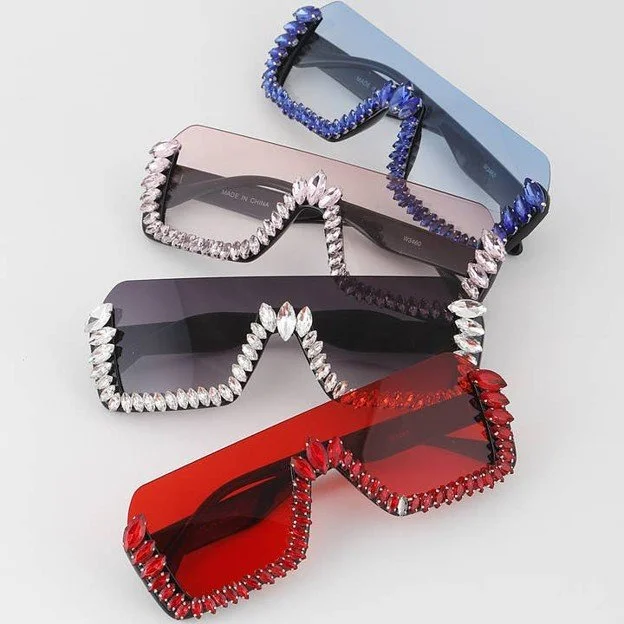 Jewel Half Lined Shield Sunglasses