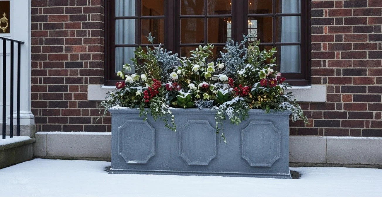 Winter charm in full bloom! ❄️

 There's something so special about adding a touch of seasonal beauty to your home's exterior. This elegant planter, filled with winter-appropriate flora, truly elevates the curb appeal and brings a refined warmth even