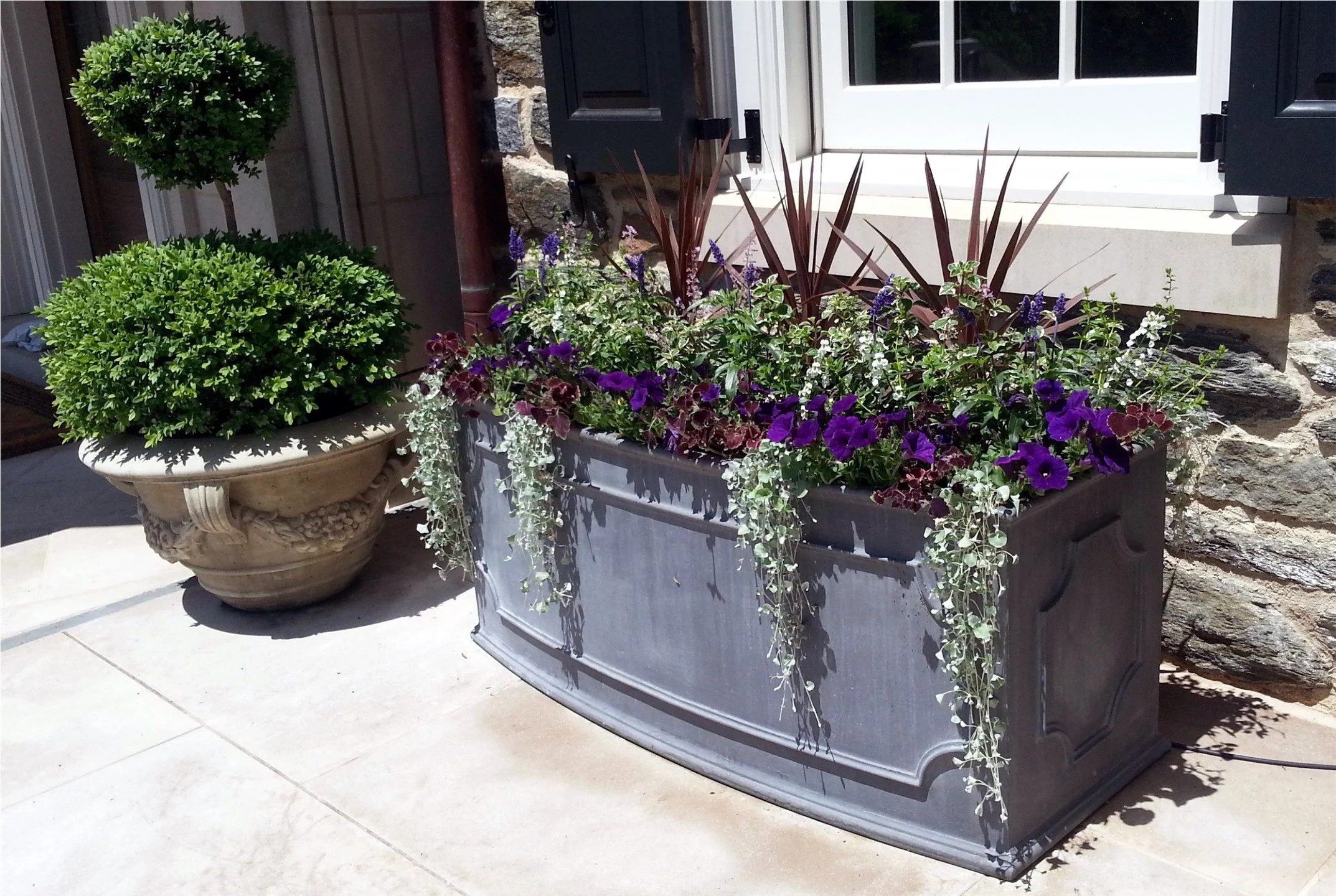 Making a curved statement. ➰

Our Bowfront Planters add a touch of elegant dimension to any space, perfectly showcased here below a classic shuttered window. The gentle curve adds architectural interest that draws the eye.

The focal point is the cus