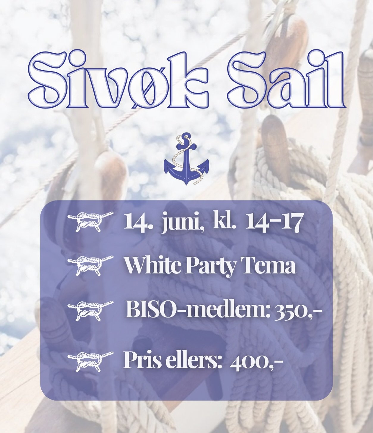Da er det dags for &aring; gjenoppta v&aring;r gamle tradisjon - Siv&oslash;k Sail!🥳🌊🍻⚓️

14.juni er allemann ferdig med eksamener og vi tenkte den perfekte feiringen vil bli en dag p&aring; b&aring;ten med dere!💙 Dere har kanskje allerede skj&os