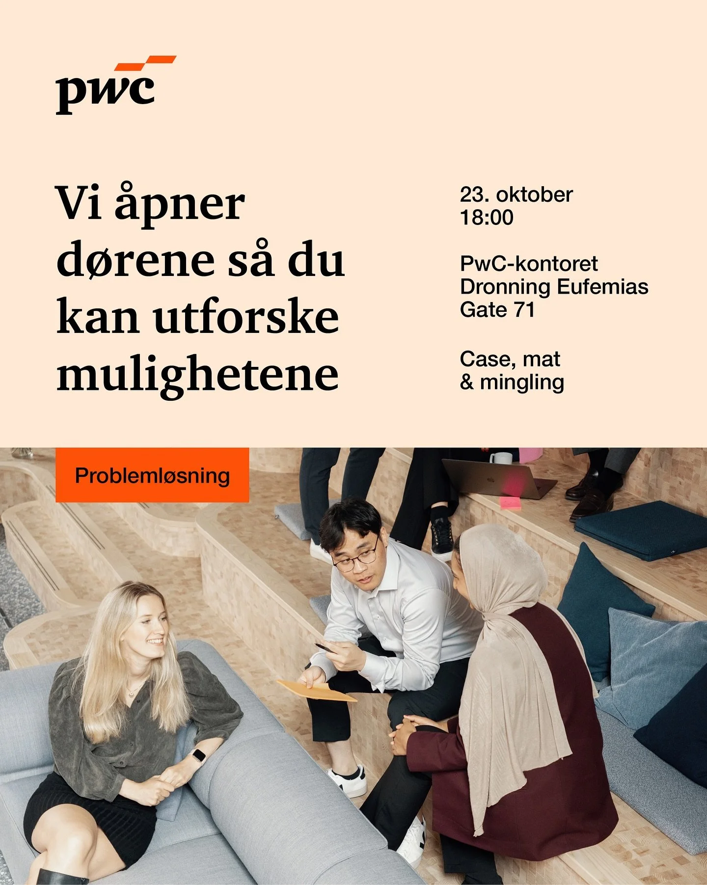 Unik mulighet for BI Siviløkonom-studenter!
Er du klar for en casekveld utenom det vanlige? PwC inviterer deg som studerer Siviløkonom på BI til en eksklusiv og intim kveld med fokus på utfordrende caseoppgaver og ekte sama