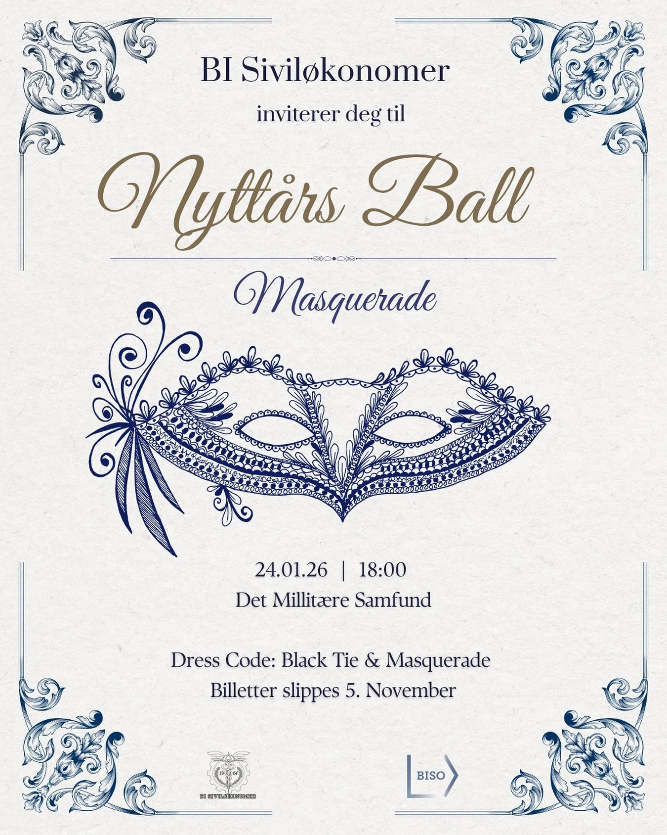 BI Sivil&oslash;konomer har gleden av &aring; invitere Sivil&oslash;konomstudenter p&aring; bachelor og master til Nytt&aring;rsball 2026🥂🥰

🚨F&oslash;lg med 5. november kl. 16:00 for da slippes billettene! Det er f&oslash;rstemann til m&oslash;ll