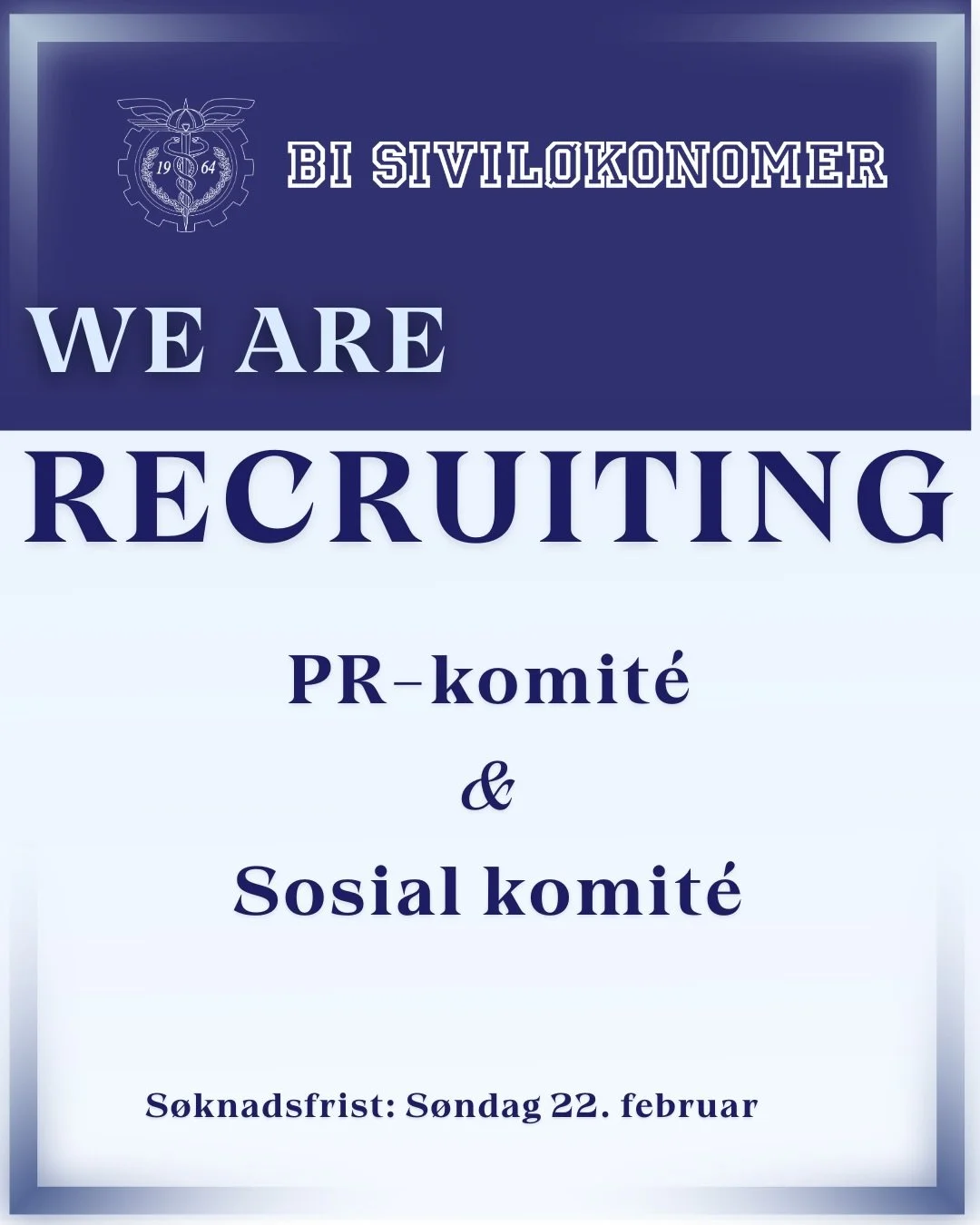 Bli med p&aring; vinnerlaget!🤩👏🏼🏆

Vi har ledige stillinger og h&aring;per at nettopp DU vil s&oslash;ke deg inn i styret til BI Sivil&oslash;konomer! Du kan sjekke ut link i bio - Ledige stillinger - for mer utfyllende informasjon, eller bes&osl