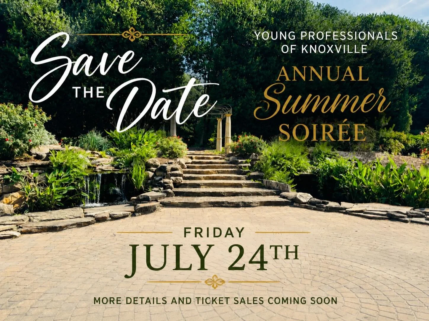 🌿 Save the Date! 🌿

Young Professionals of Knoxville is hosting our Annual Summer Soiree on Friday, July 24th! Mark your calendars for an evening of summer vibes, great networking, and good company. Whether you&rsquo;re a YP member or just looking 