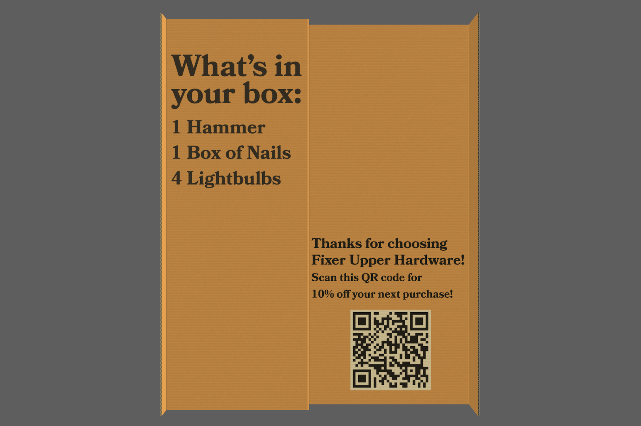 Orange insert with text about product.