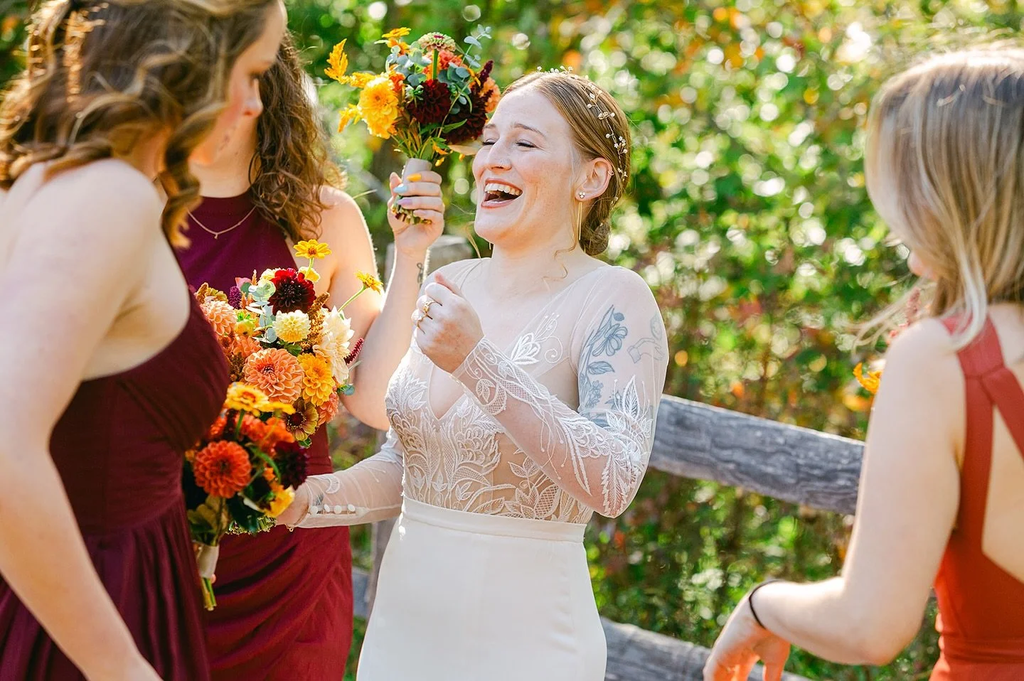 Clear skies. Bold colors. Big laughs 🍁🌿✨
&bull;
&bull;
&bull;
&bull;
#AshevilleWedding #BlueRidgeWedding #NorthCarolinaWeddingVenue #NCWeddingVenue #DestinationWeddingNC #AshevilleBride #MountainWedding #FallWeddingVibes #AshevilleEngaged #Ashevill