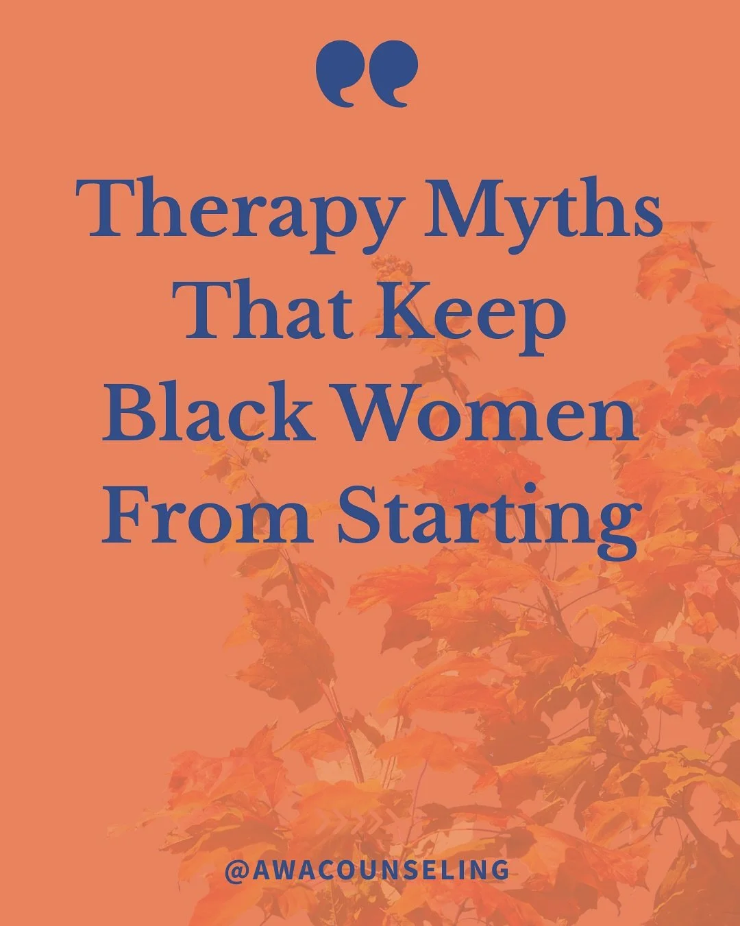 MYTHS THAT KEEP BLACK WOMEN FROM STARTING THERAPY👇🏾

If you&rsquo;re a Black woman who&rsquo;s ever second-guessed starting therapy, this one&rsquo;s for you.
.
.
.

If any of these myths hit home, know this; therapy is for you. And we&rsquo;d be h