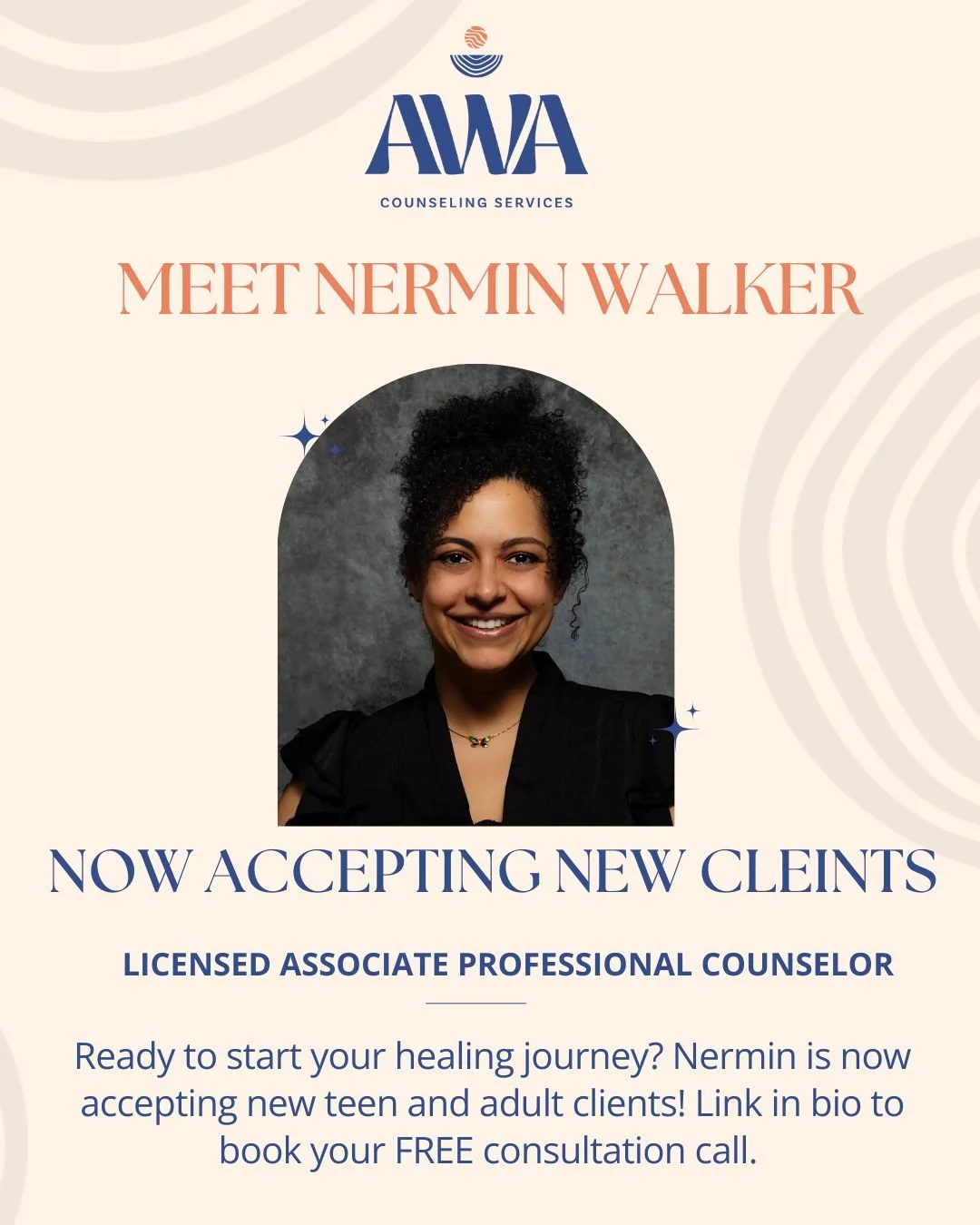 Big news ✨

Nermin is now accepting new clients and she'd be honored to support you or your teen.

Meet Nermin Walker, a therapist who specializes in working with women and teen girls of color navigating:

Anxiety and constant overthinking

School / 